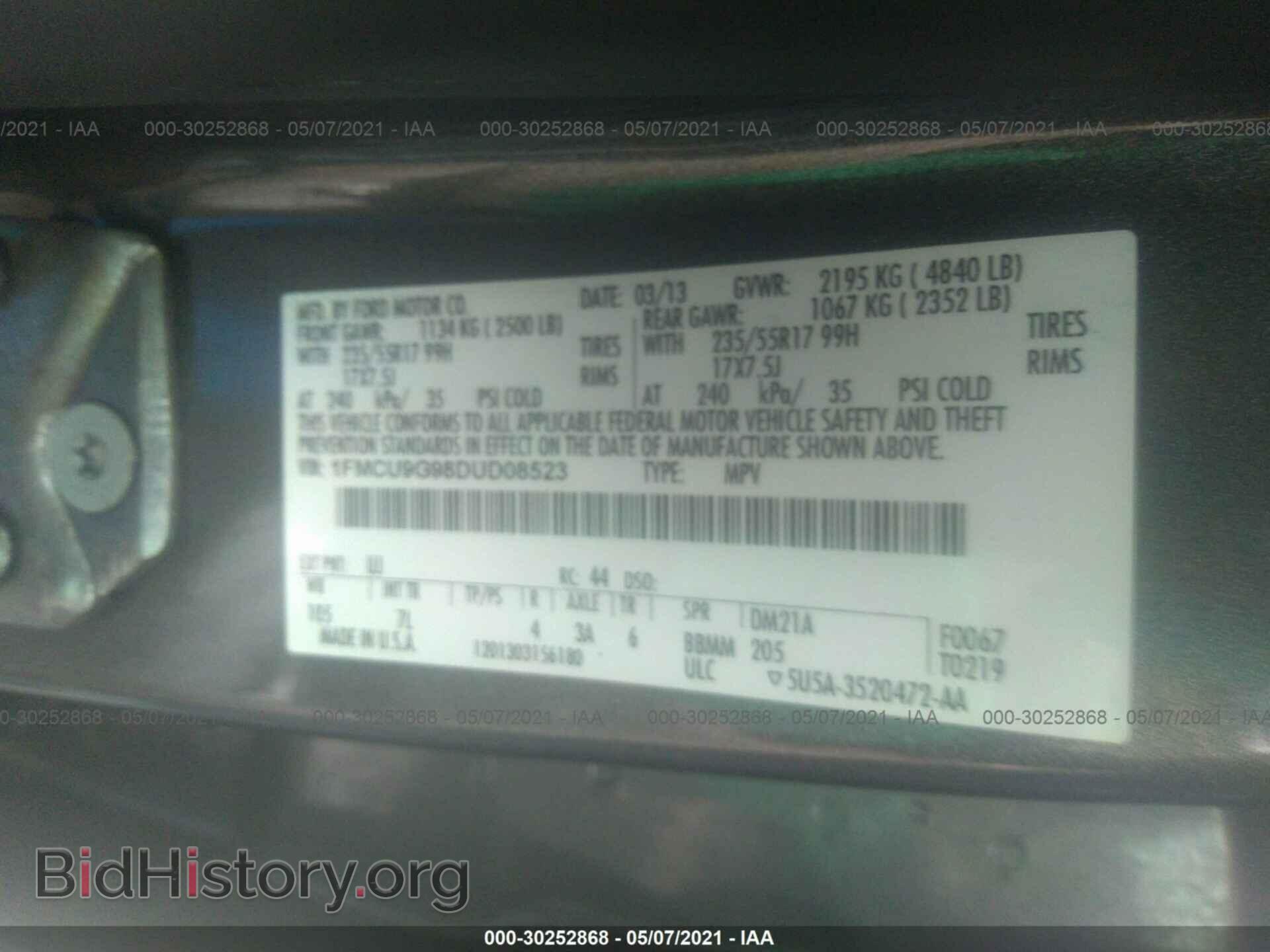 2013 FORD ESCAPE - VIN: 1FMCU9G98DUD08523 - Photo 9