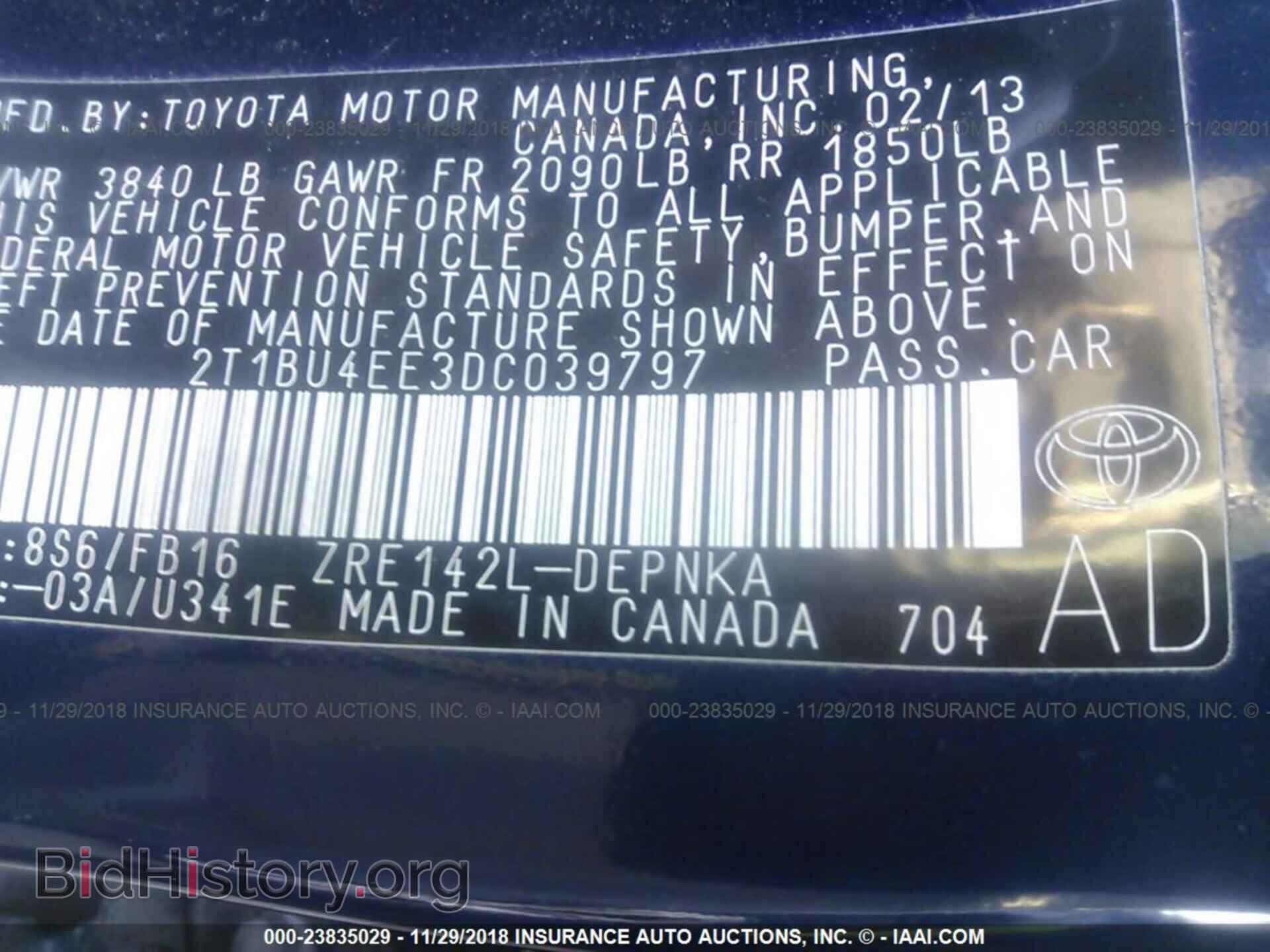 2013 TOYOTA COROLLA - VIN: 2T1BU4EE3DC039797 - Фото 9
