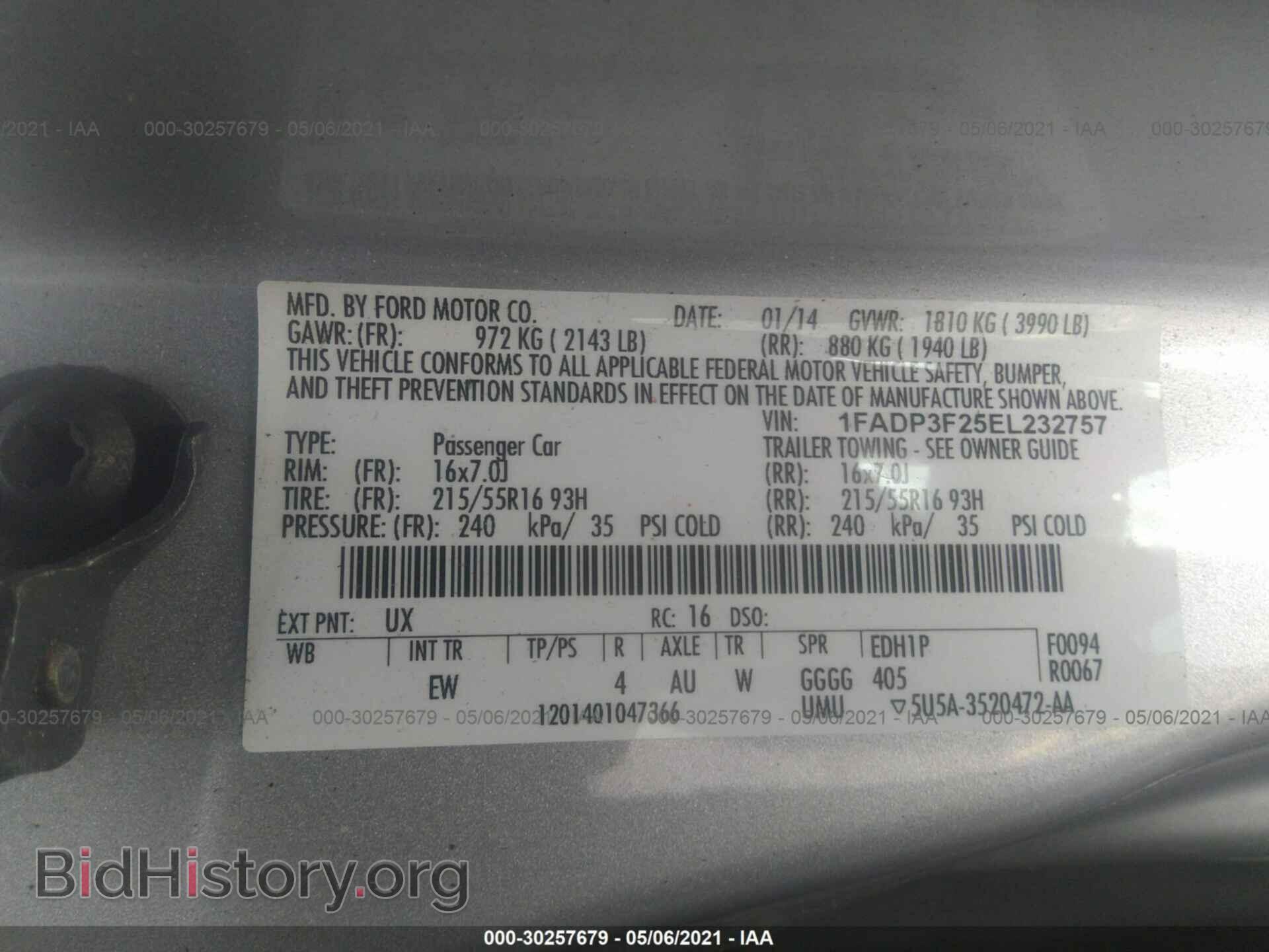 2014 FORD FOCUS - VIN: 1FADP3F25EL232757 - Фото 9