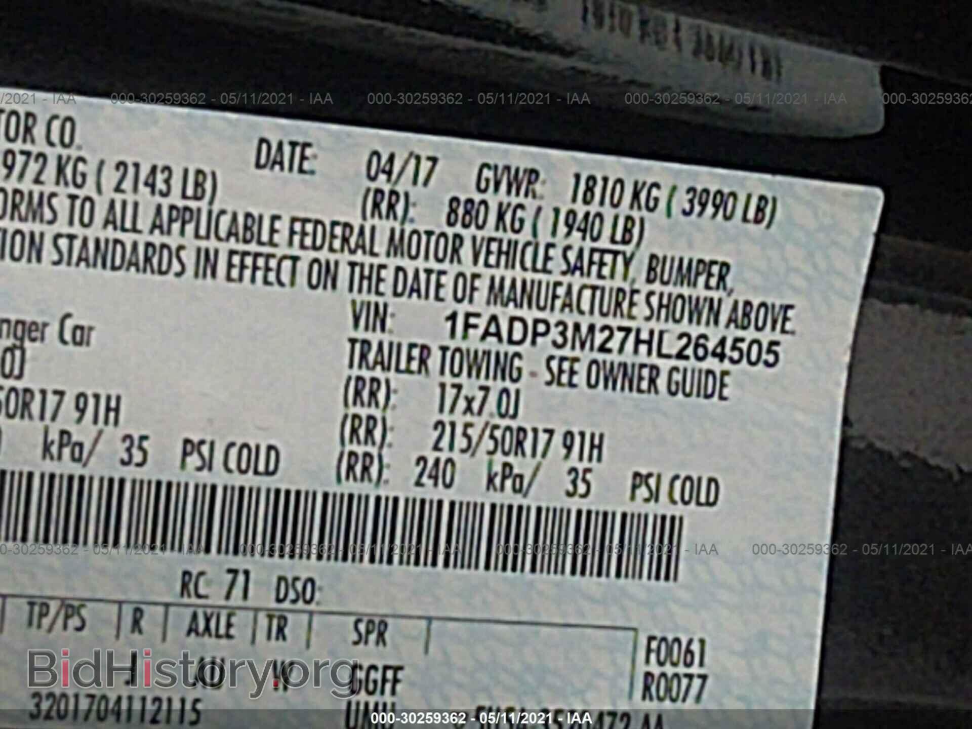 2017 FORD FOCUS - VIN: 1FADP3M27HL264505 - Фото 9