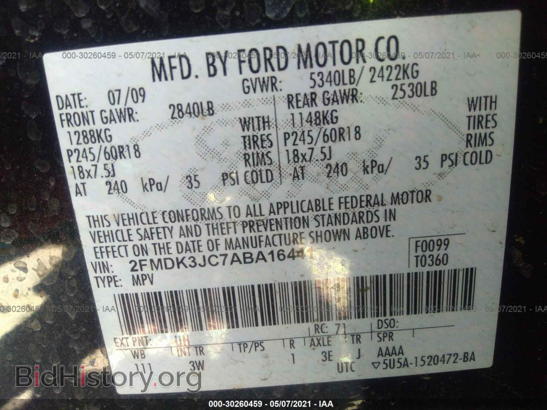 2010 FORD EDGE - VIN: 2FMDK3JC7ABA16441 - Фото 9