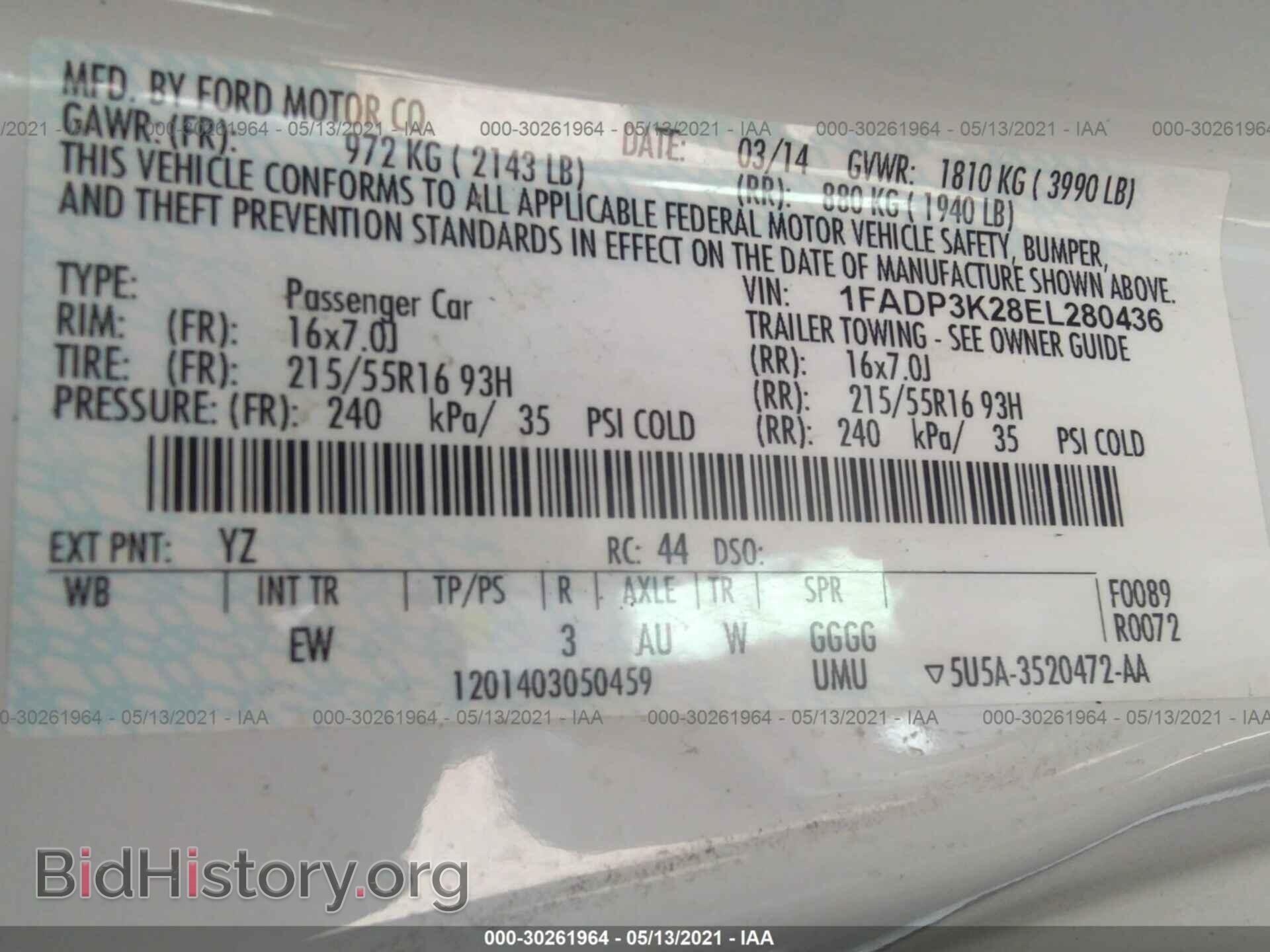 2014 FORD FOCUS - VIN: 1FADP3K28EL280436 - Фото 9