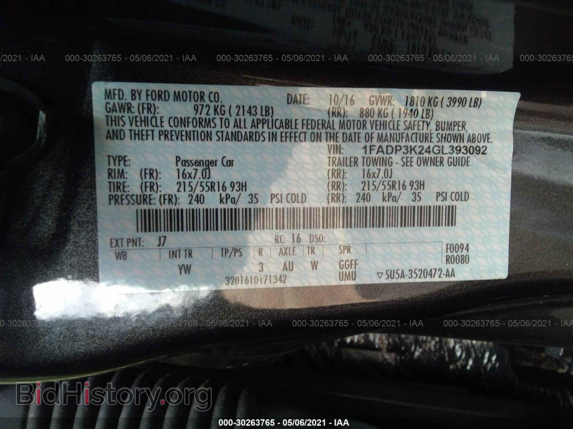 2016 FORD FOCUS - VIN: 1FADP3K24GL393092 - Photo 9