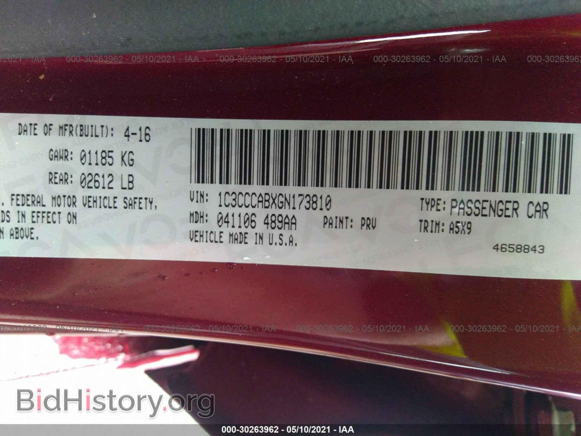 2016 CHRYSLER 200 - VIN: 1C3CCCABXGN173810 - Фото 9