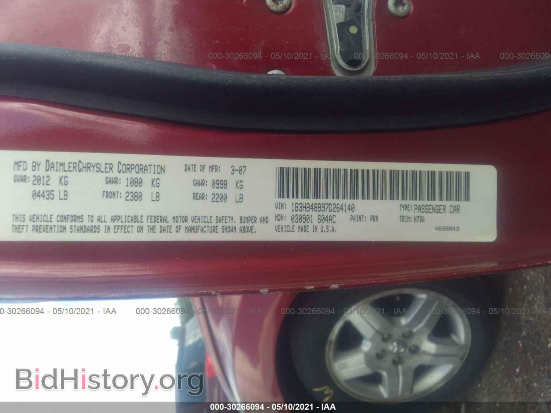 2007 DODGE CALIBER - VIN: 1B3HB48B97D264140 - Фото 9