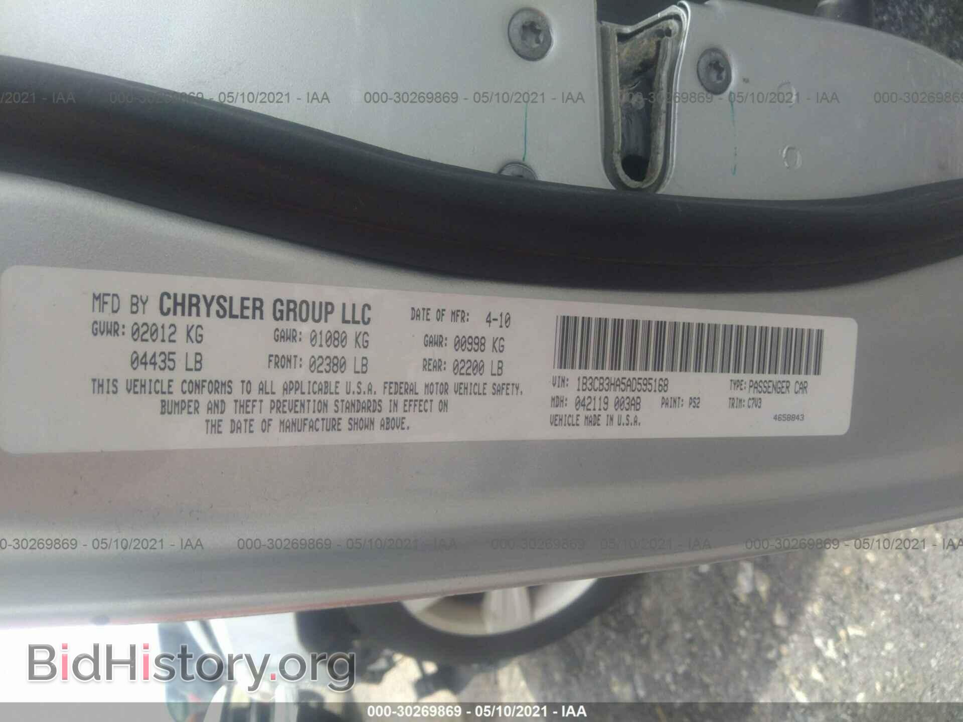 2010 DODGE CALIBER - VIN: 1B3CB3HA5AD595168 - Фото 9