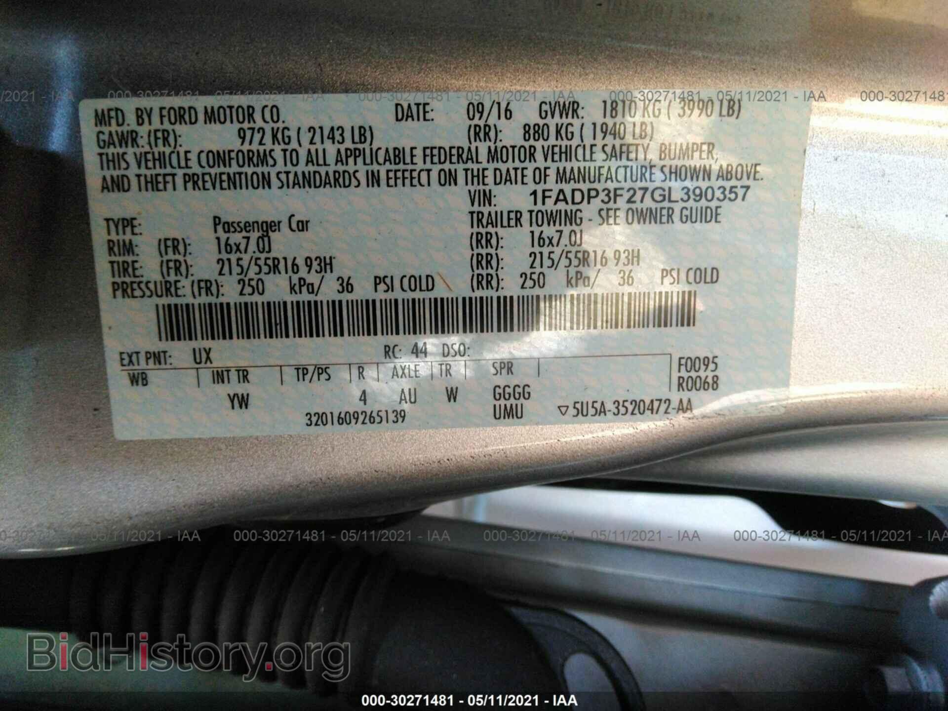 2016 FORD FOCUS - VIN: 1FADP3F27GL390357 - Фото 9