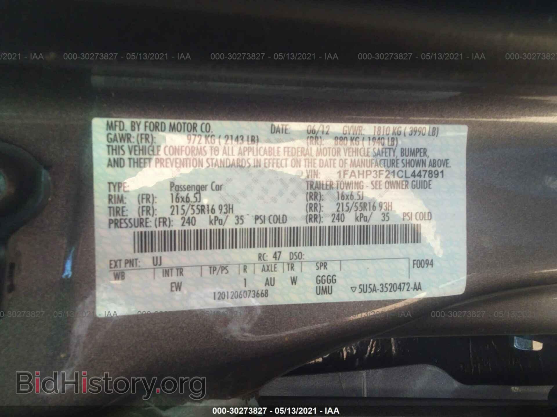 2012 FORD FOCUS - VIN: 1FAHP3F21CL447891 - Фото 9