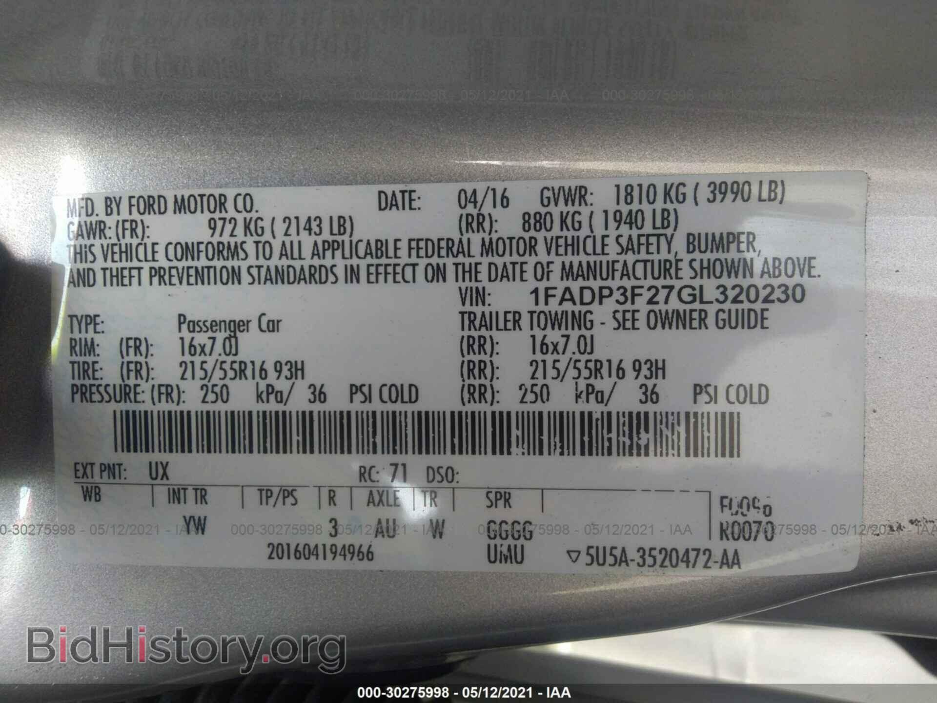 2016 FORD FOCUS - VIN: 1FADP3F27GL320230 - Фото 9