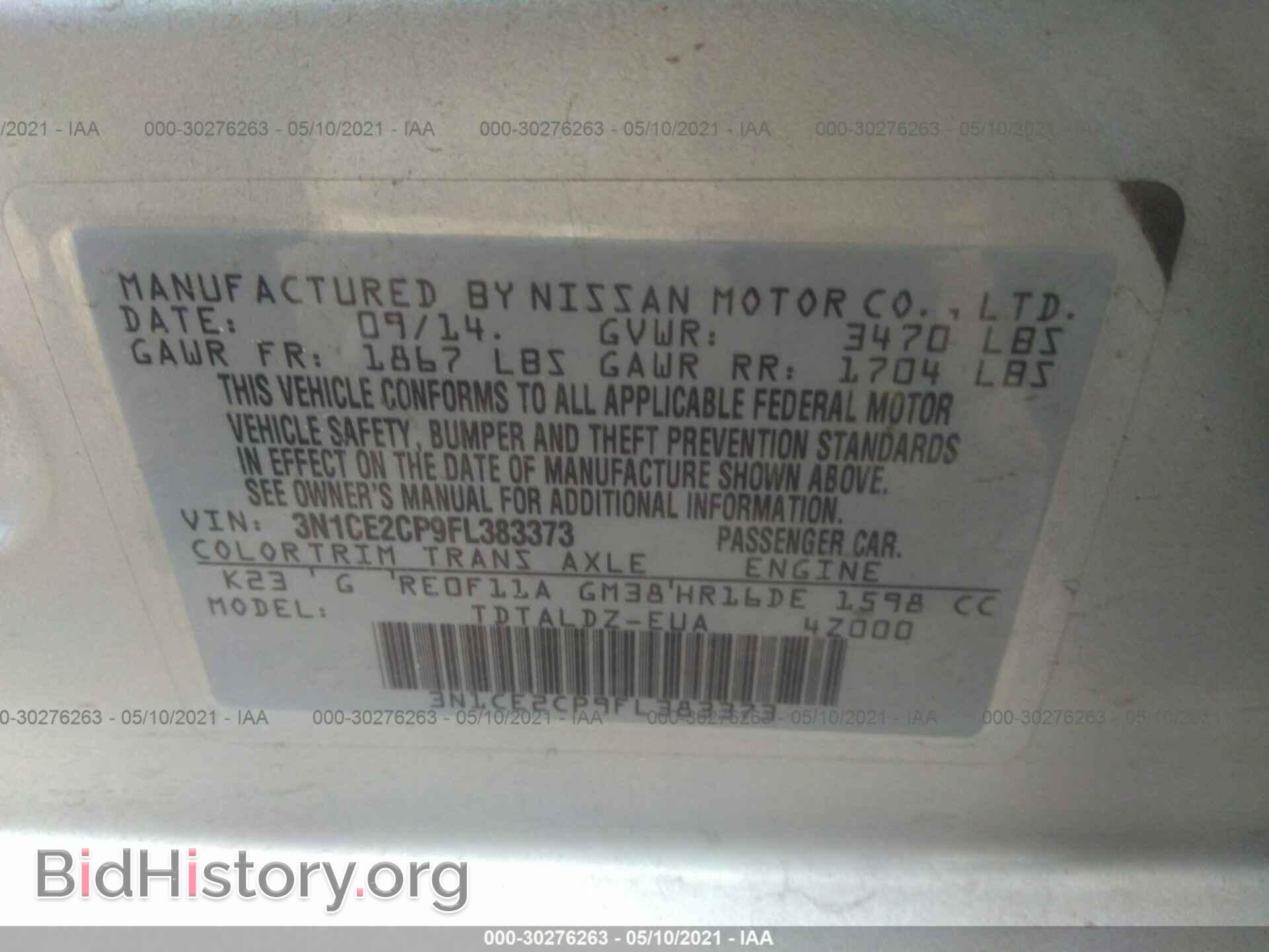 2015 NISSAN VERSA NOTE - VIN: 3N1CE2CP9FL383373 - Photo 9