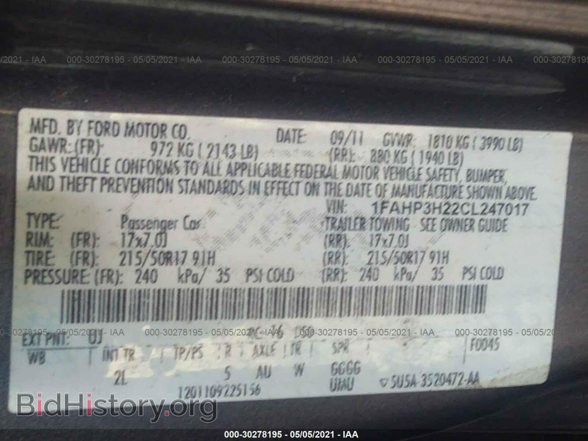 2012 FORD FOCUS - VIN: 1FAHP3H22CL247017 - Фото 9