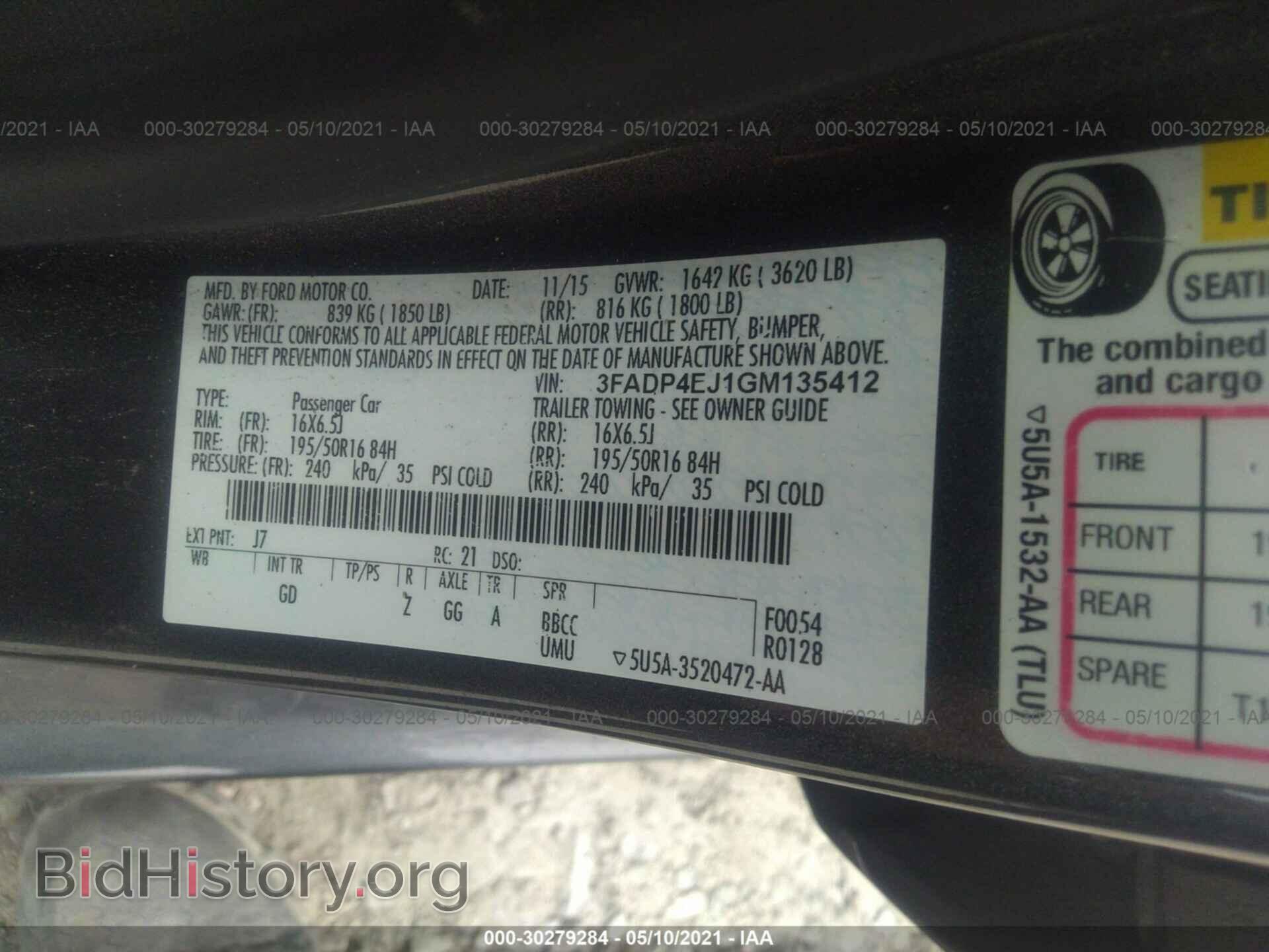 2016 FORD FIESTA - VIN: 3FADP4EJ1GM135412 - Фото 9