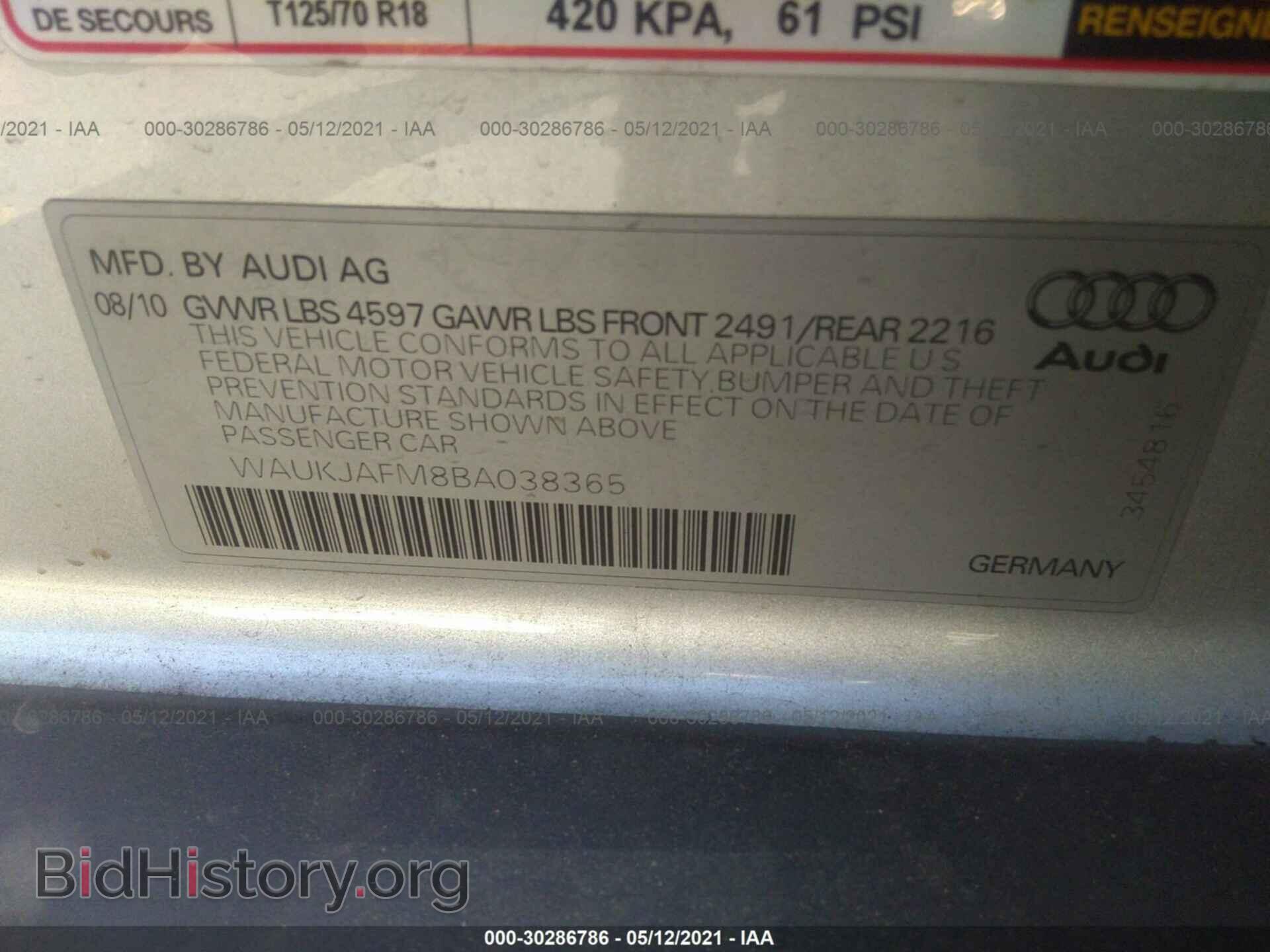 2011 AUDI A3 - VIN: WAUKJAFM8BA038365 - Фото 9