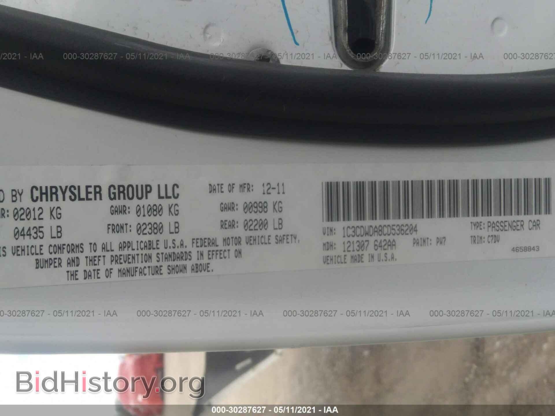 2012 DODGE CALIBER - VIN: 1C3CDWDA8CD536204 - Фото 9