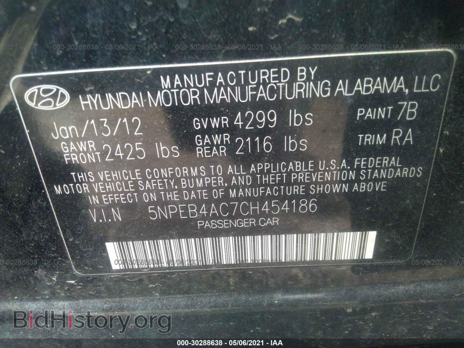 2012 HYUNDAI SONATA - VIN: 5NPEB4AC7CH454186 - Фото 9