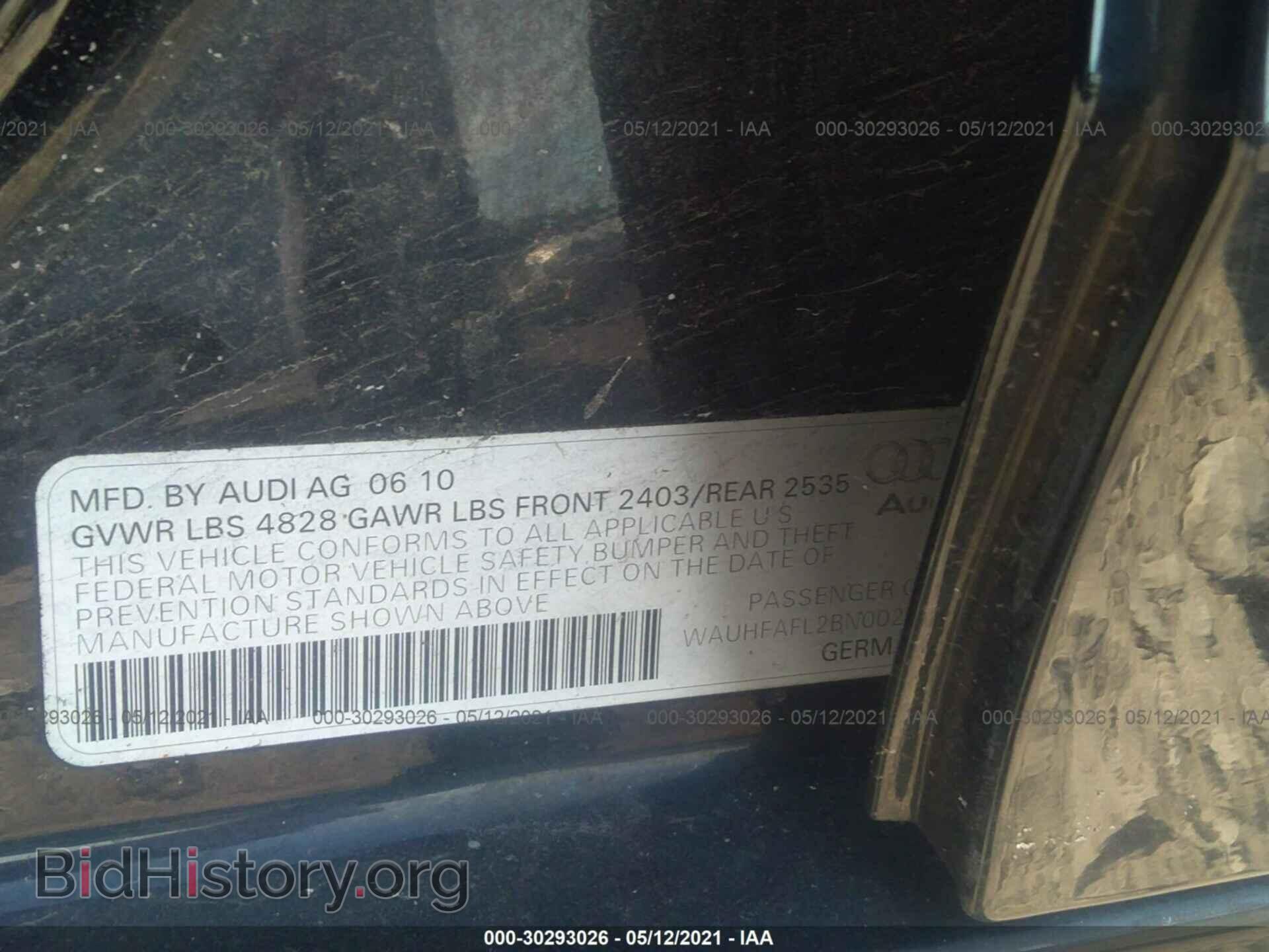 2011 AUDI A4 - VIN: WAUHFAFL2BN002196 - Фото 9