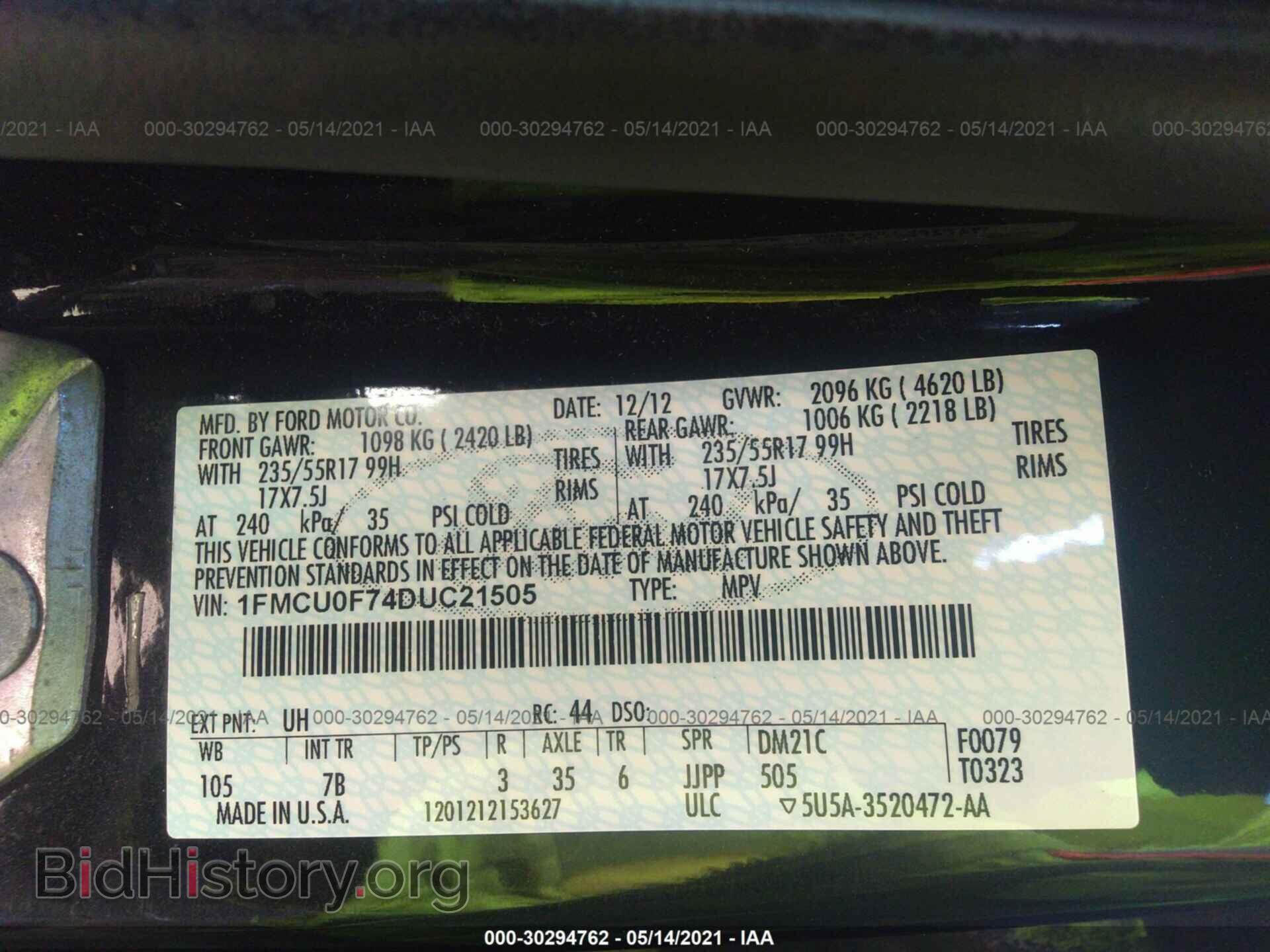2013 FORD ESCAPE - VIN: 1FMCU0F74DUC21505 - Photo 9