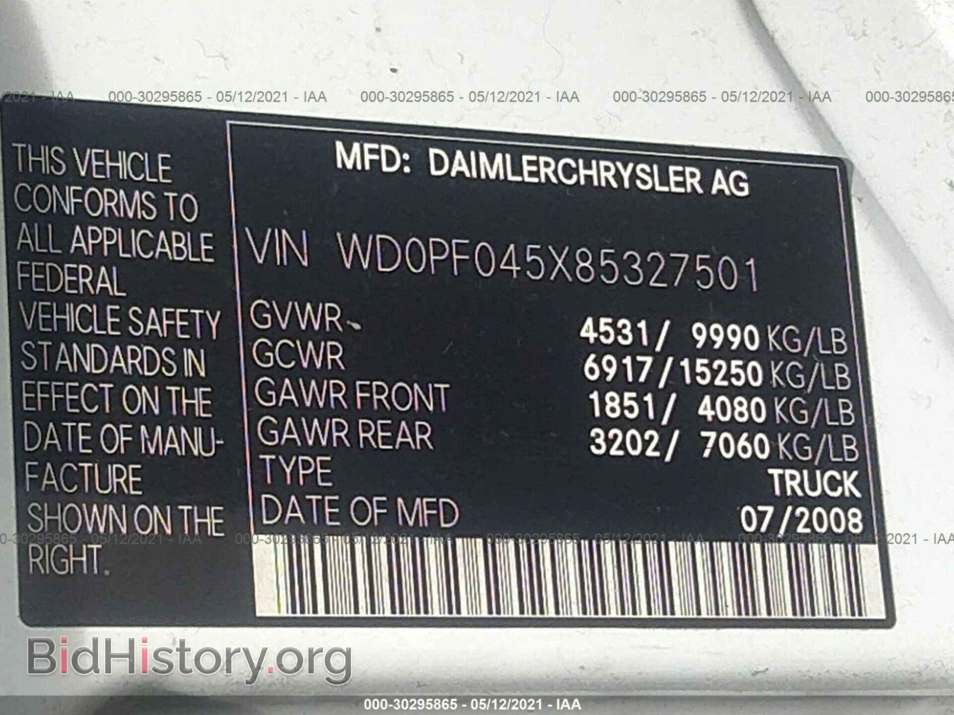2008 DODGE SPRINTER - VIN: WD0PF045X85327501 - Photo 9