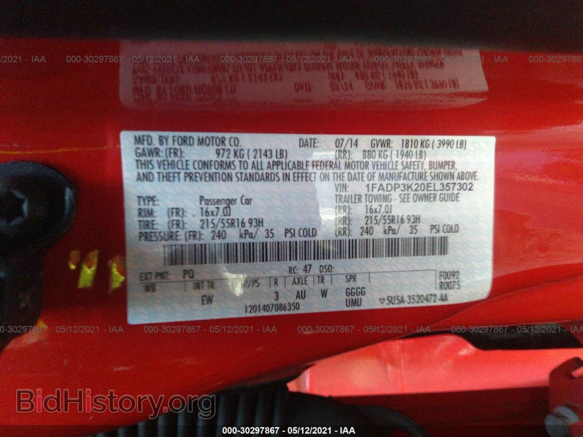 2014 FORD FOCUS - VIN: 1FADP3K20EL357302 - Фото 9