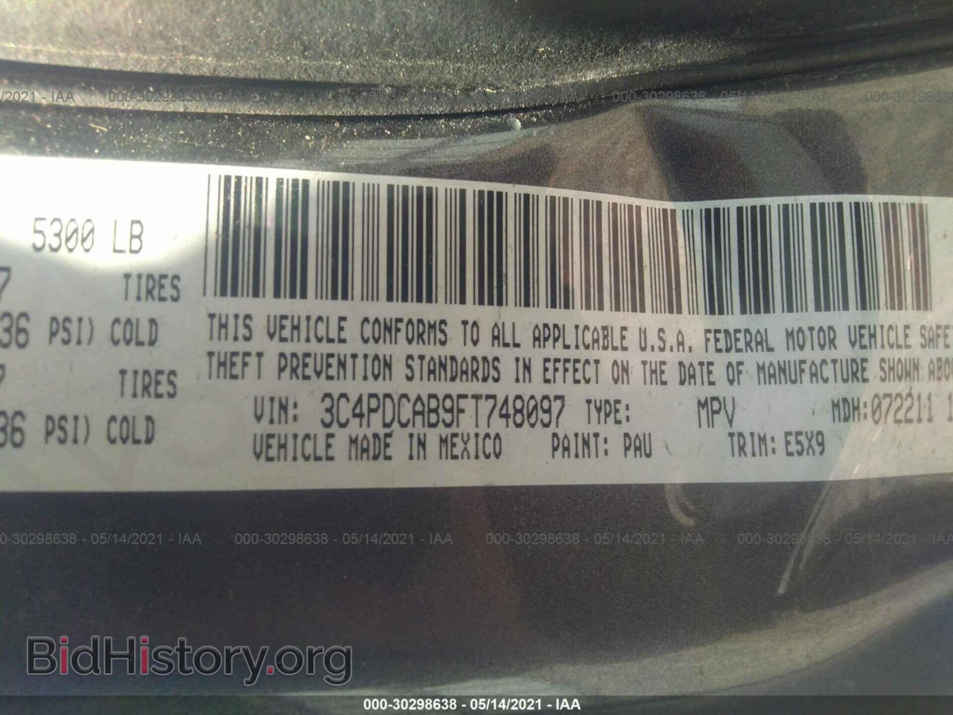 2015 DODGE JOURNEY - VIN: 3C4PDCAB9FT748097 - Фото 9