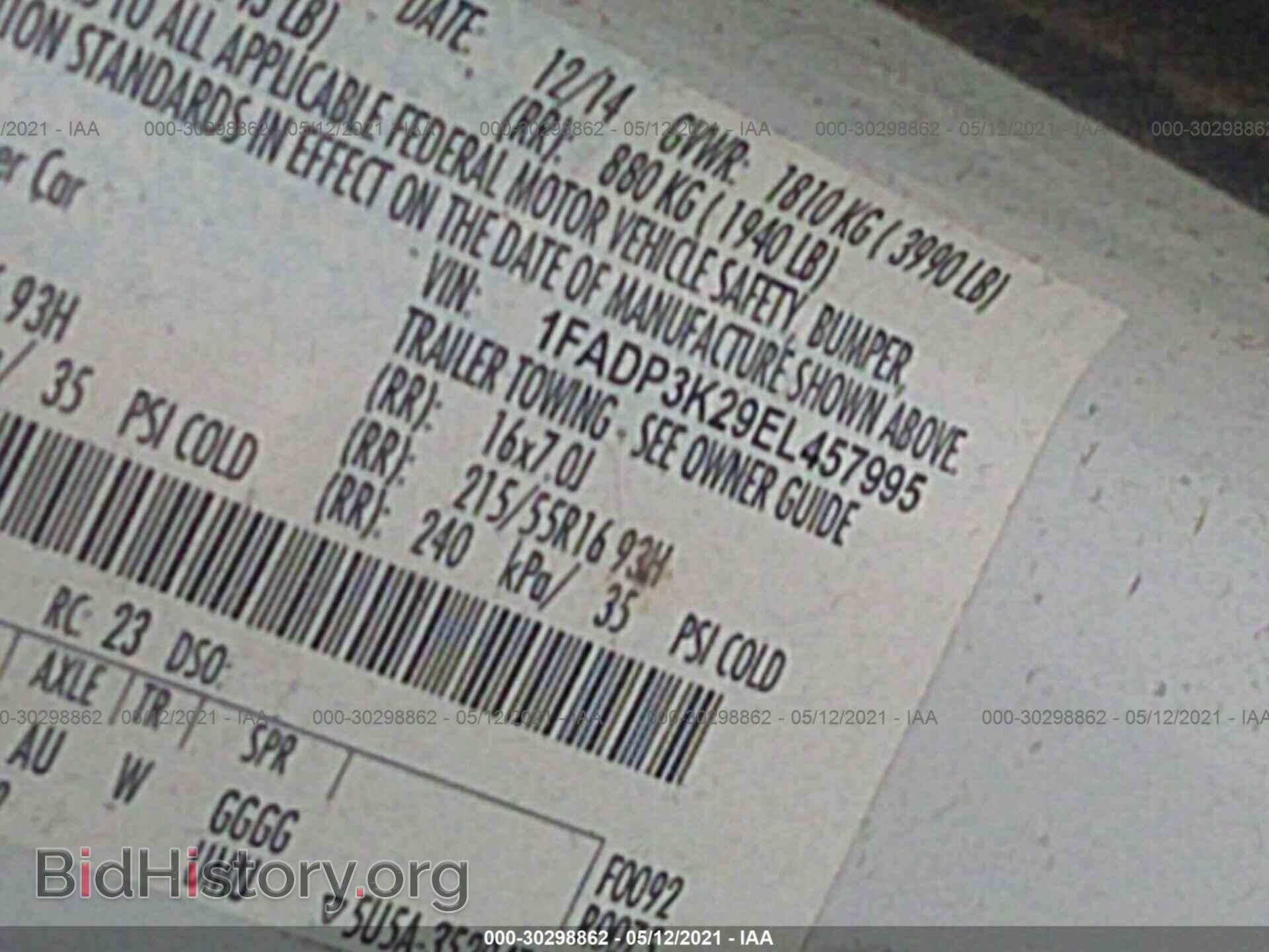 2014 FORD FOCUS - VIN: 1FADP3K29EL457995 - Фото 9
