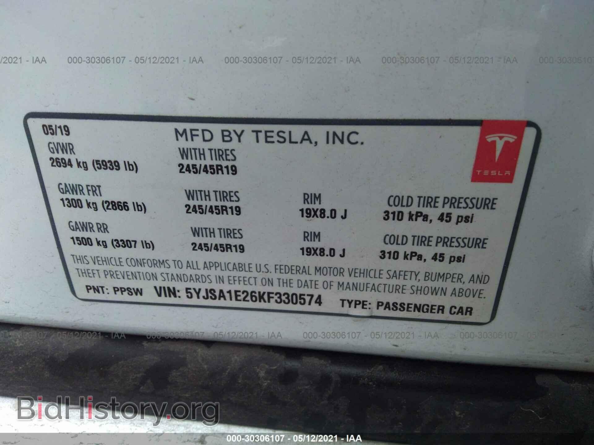 2019 TESLA MODEL S - VIN: 5YJSA1E26KF330574 - Photo 9