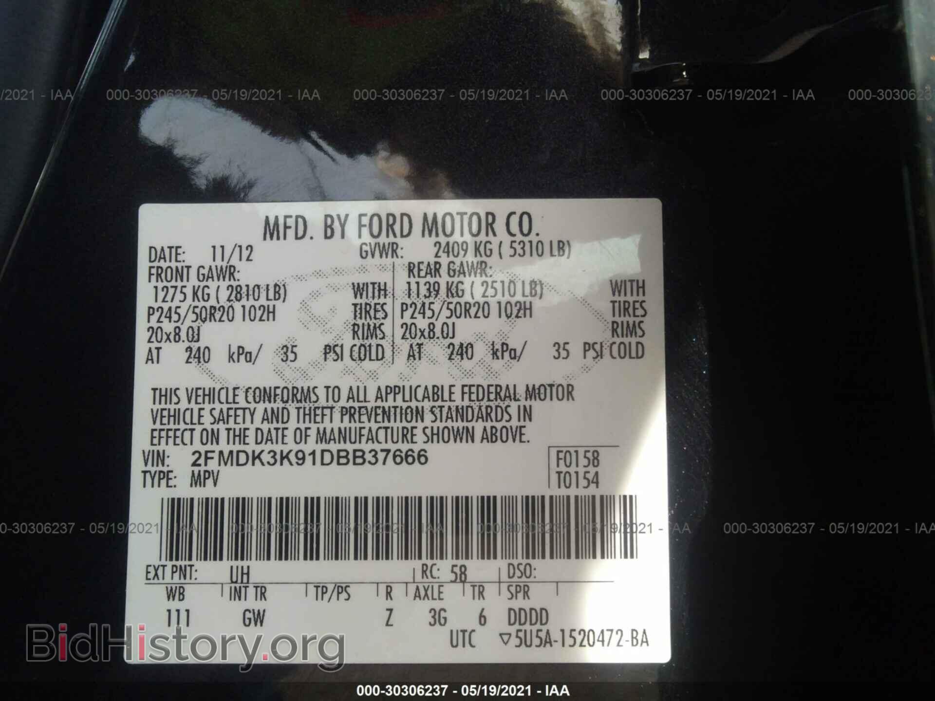 2013 FORD EDGE - VIN: 2FMDK3K91DBB37666 - Photo 9