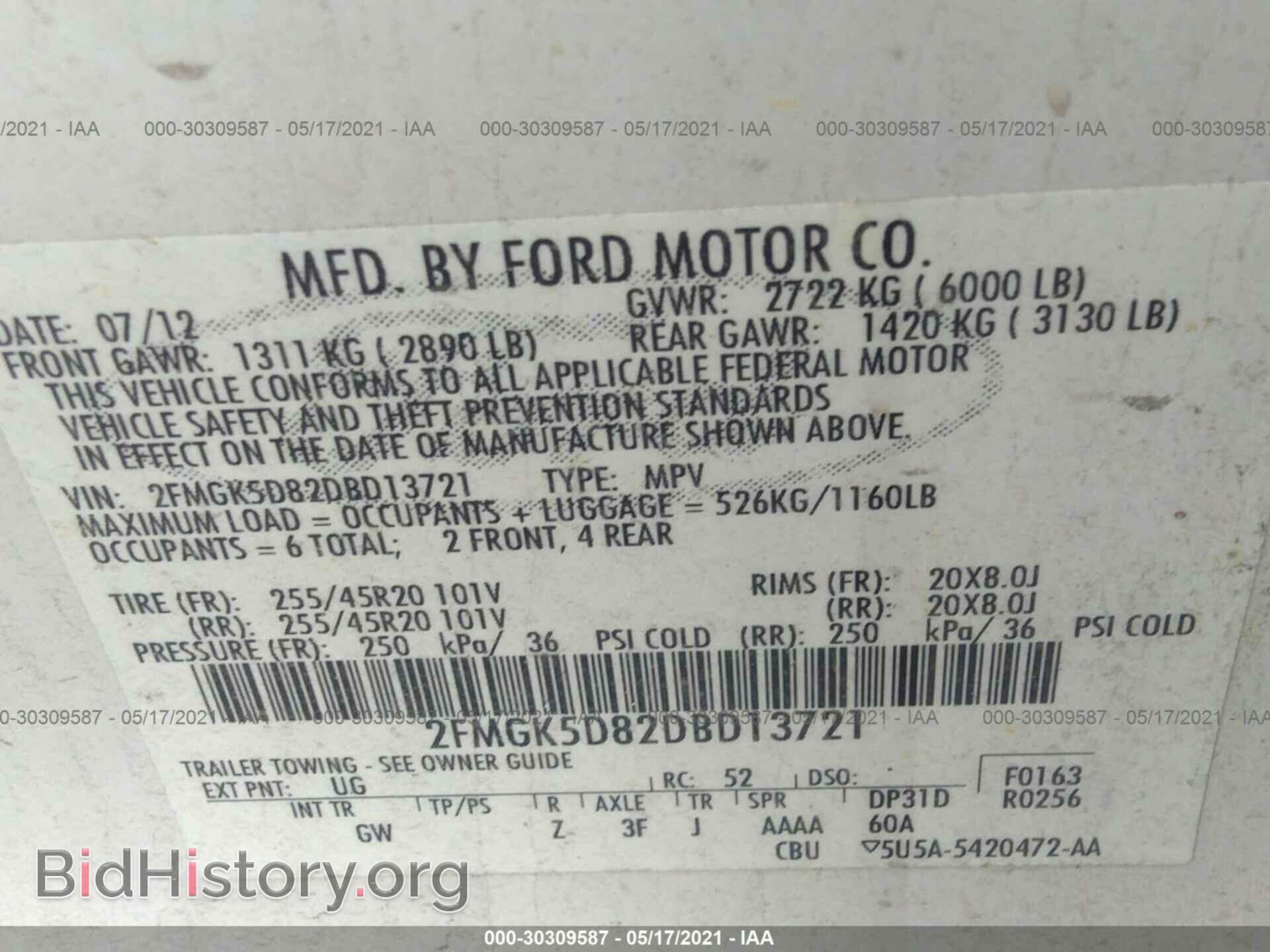2013 FORD FLEX - VIN: 2FMGK5D82DBD13721 - Photo 9