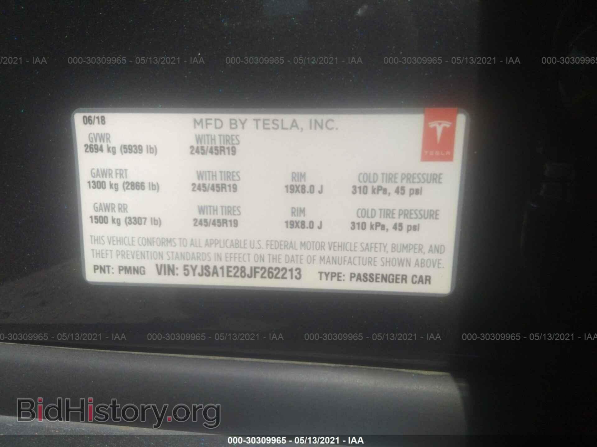 2018 TESLA MODEL S - VIN: 5YJSA1E28JF262213 - Photo 9