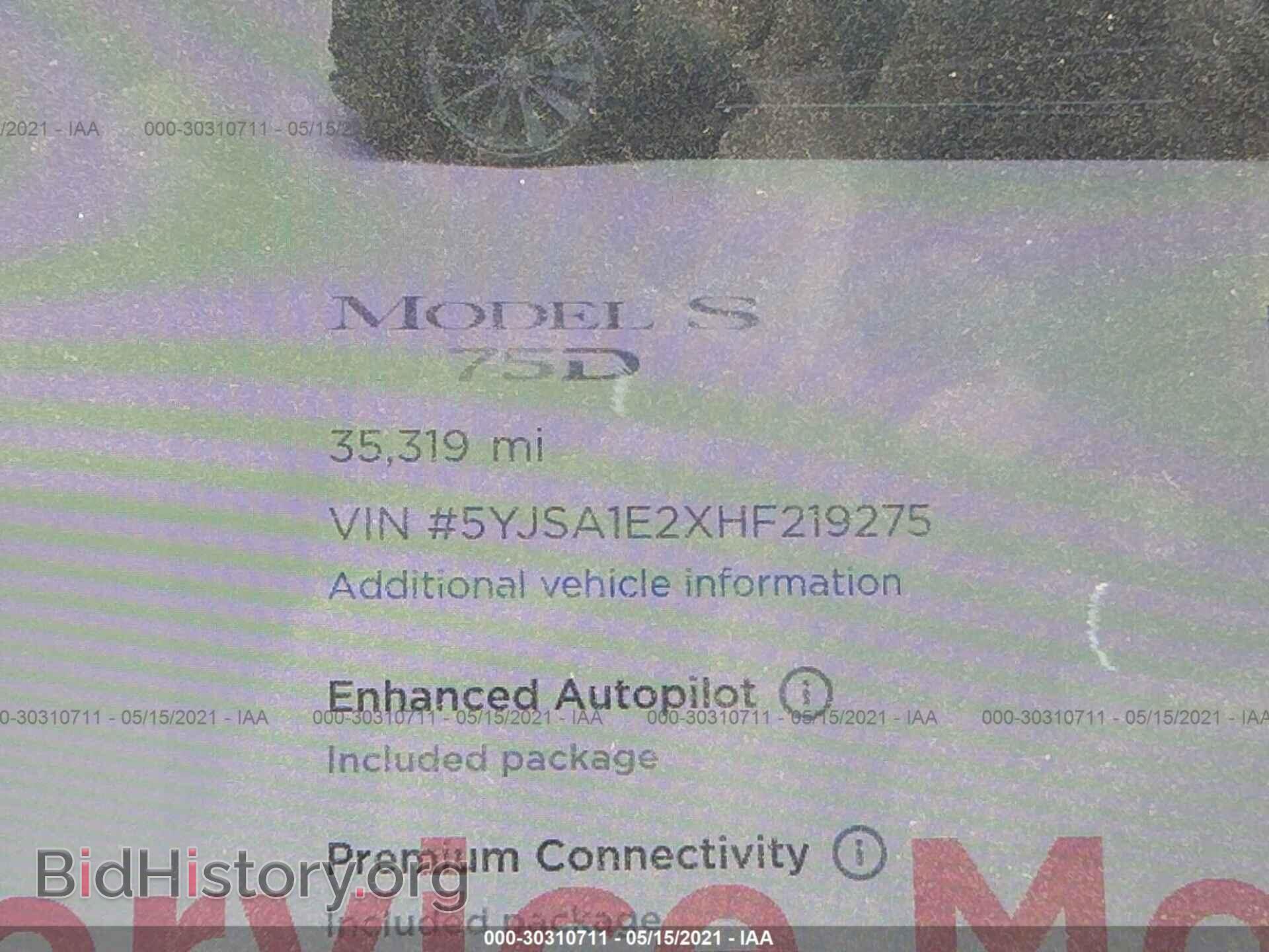 2017 TESLA MODEL S - VIN: 5YJSA1E2XHF219275 - Photo 9