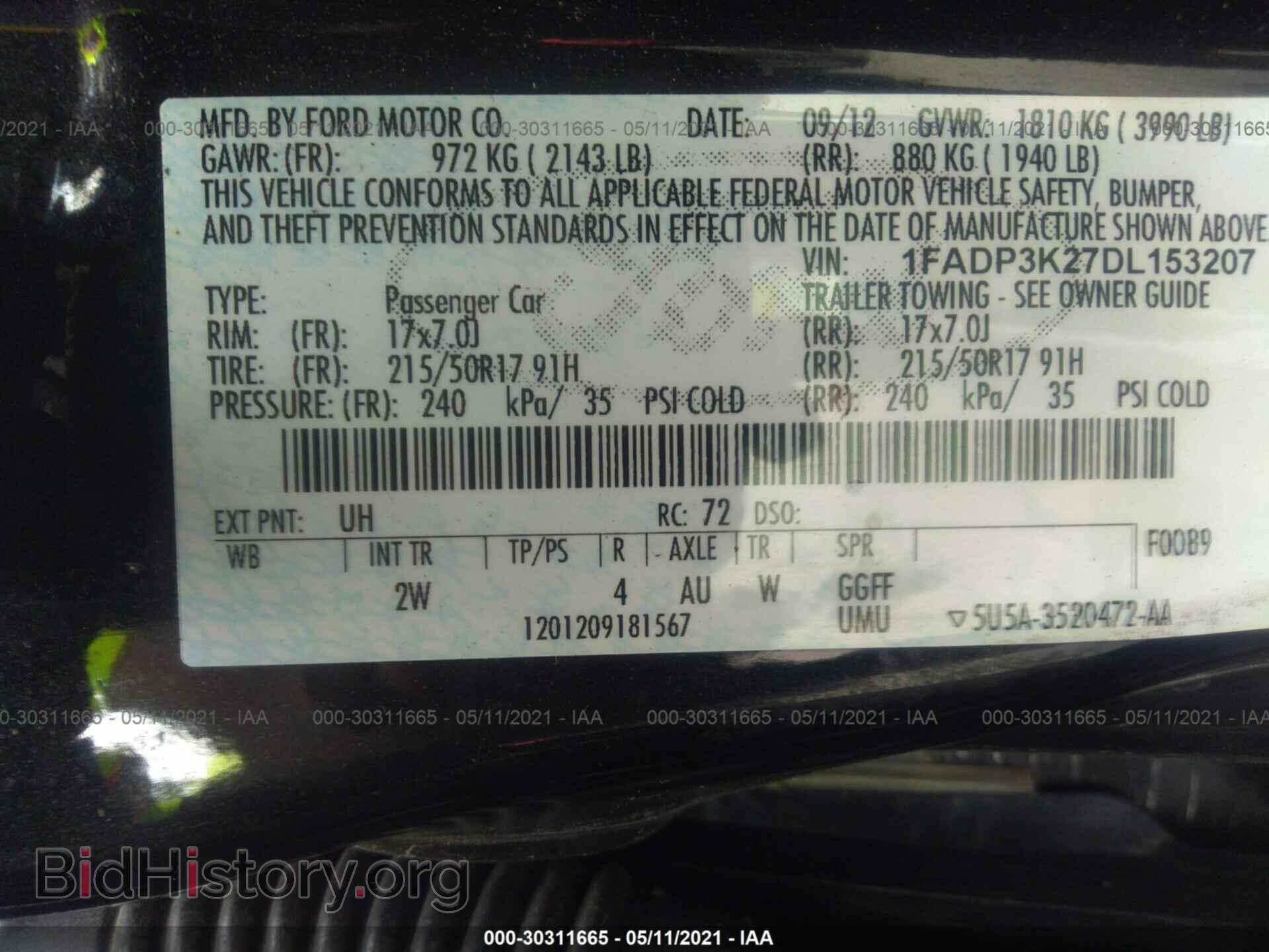 2013 FORD FOCUS - VIN: 1FADP3K27DL153207 - Фото 9