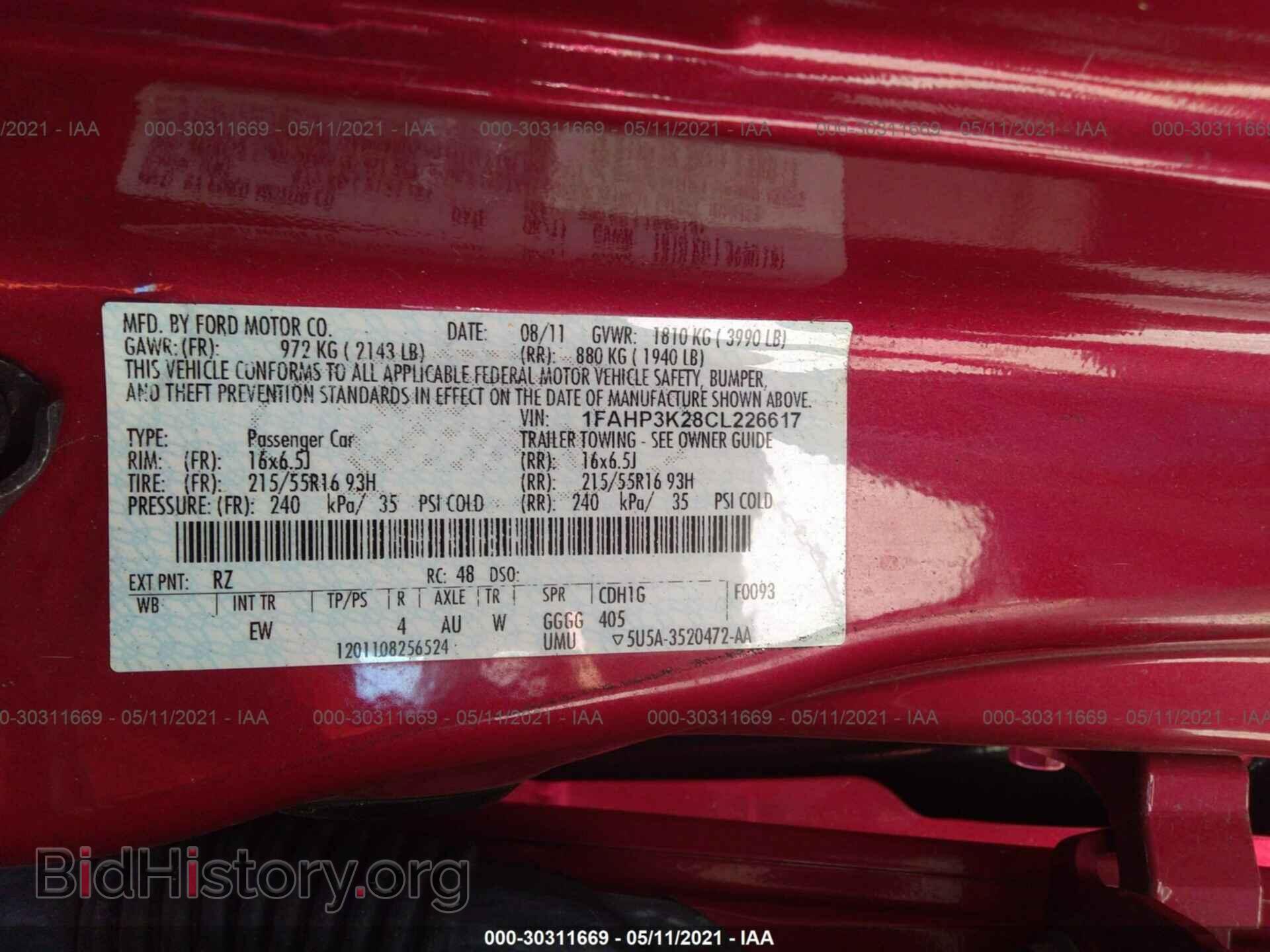 2012 FORD FOCUS - VIN: 1FAHP3K28CL226617 - Фото 9