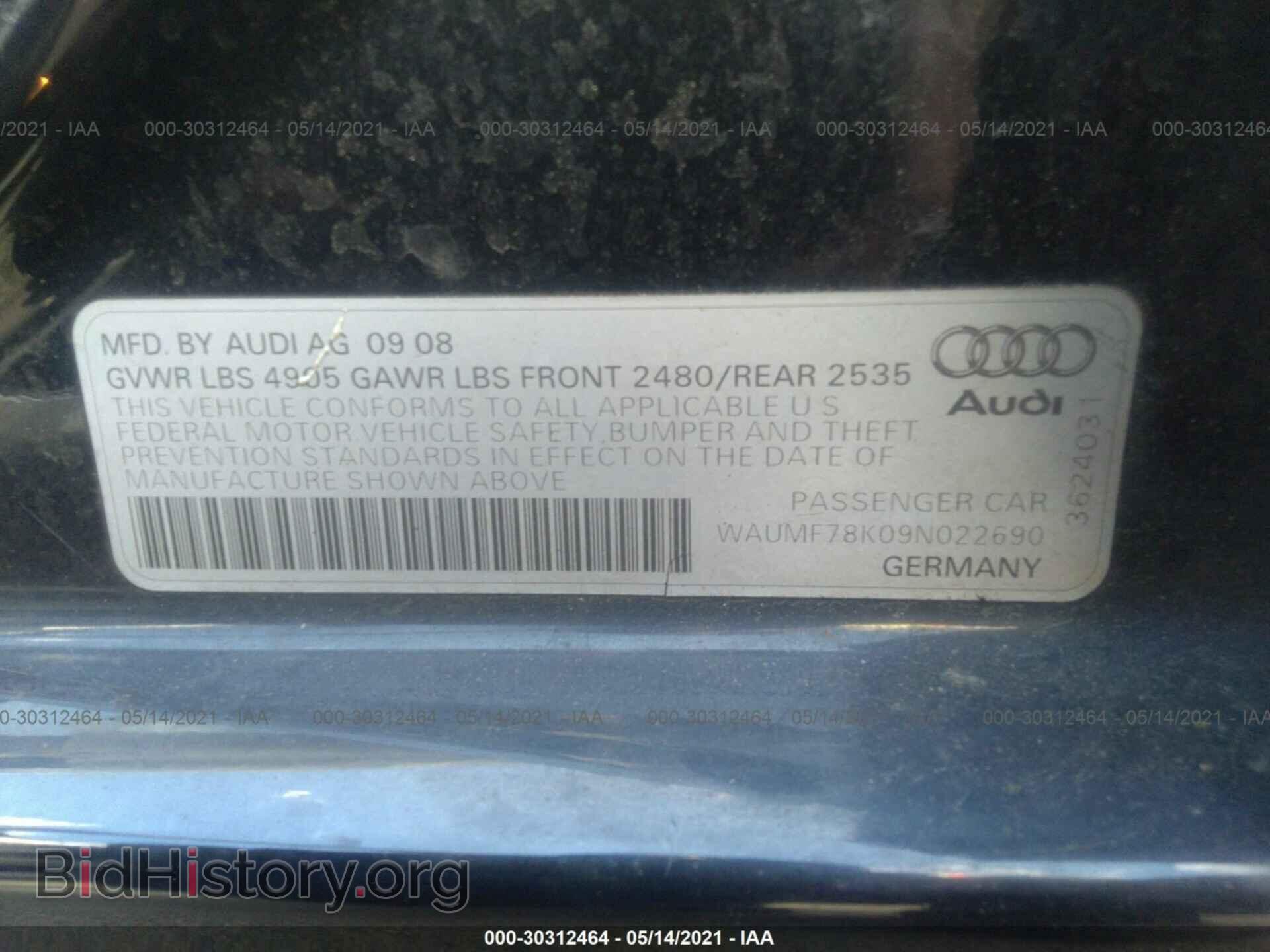 2009 AUDI A4 - VIN: WAUMF78K09N022690 - Фото 9
