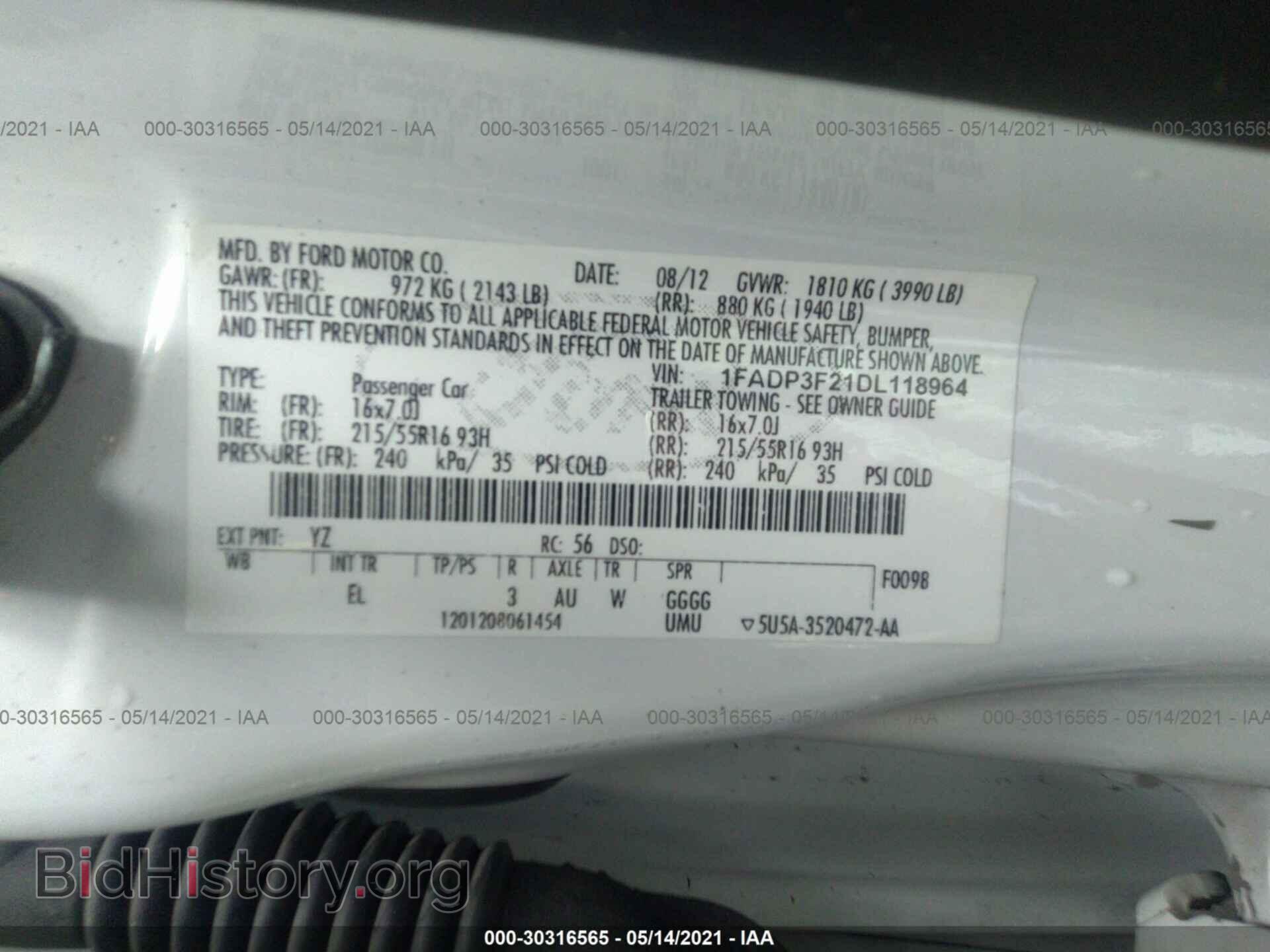 2013 FORD FOCUS - VIN: 1FADP3F21DL118964 - Фото 9