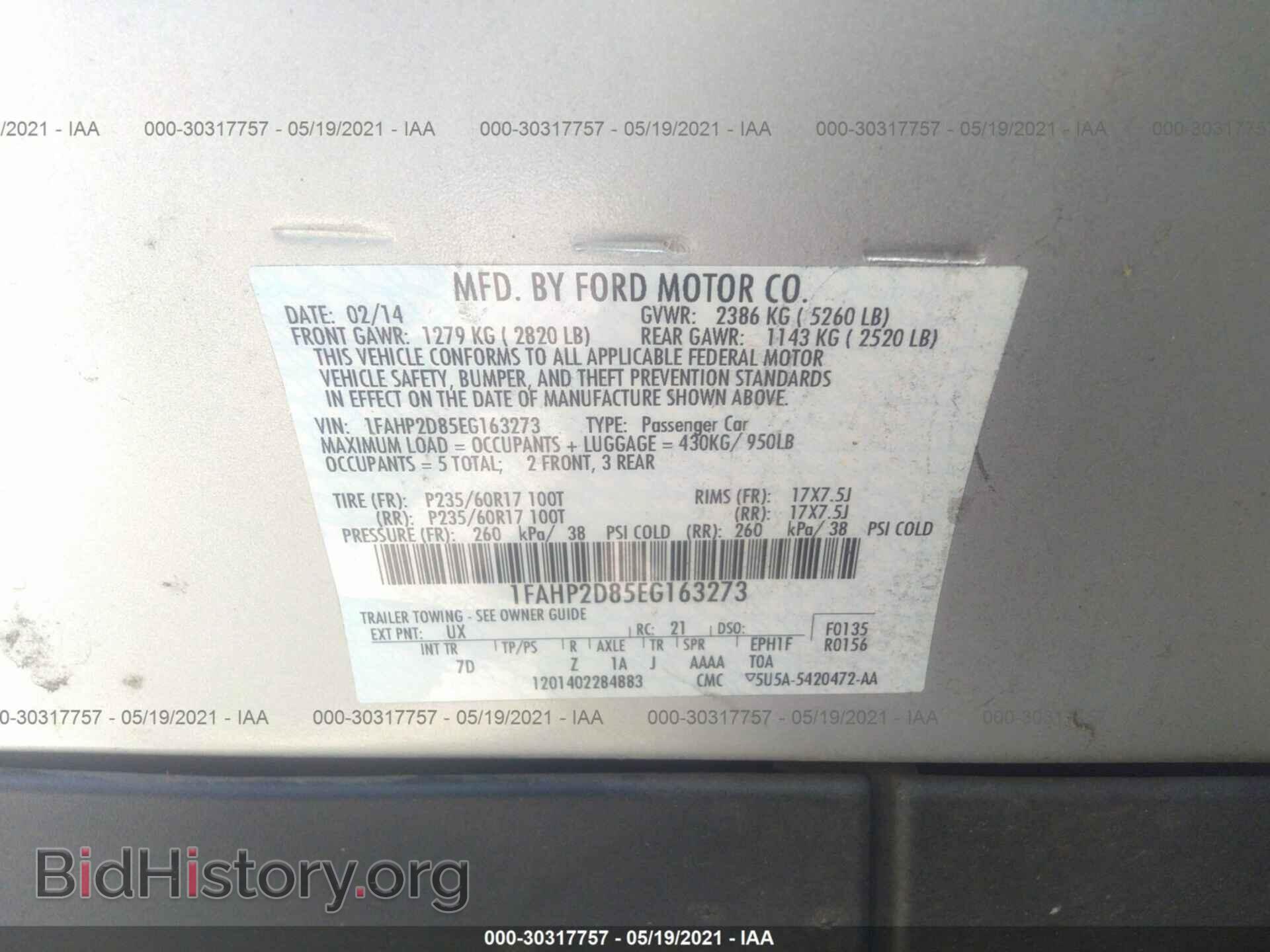 2014 FORD TAURUS - VIN: 1FAHP2D85EG163273 - Фото 9