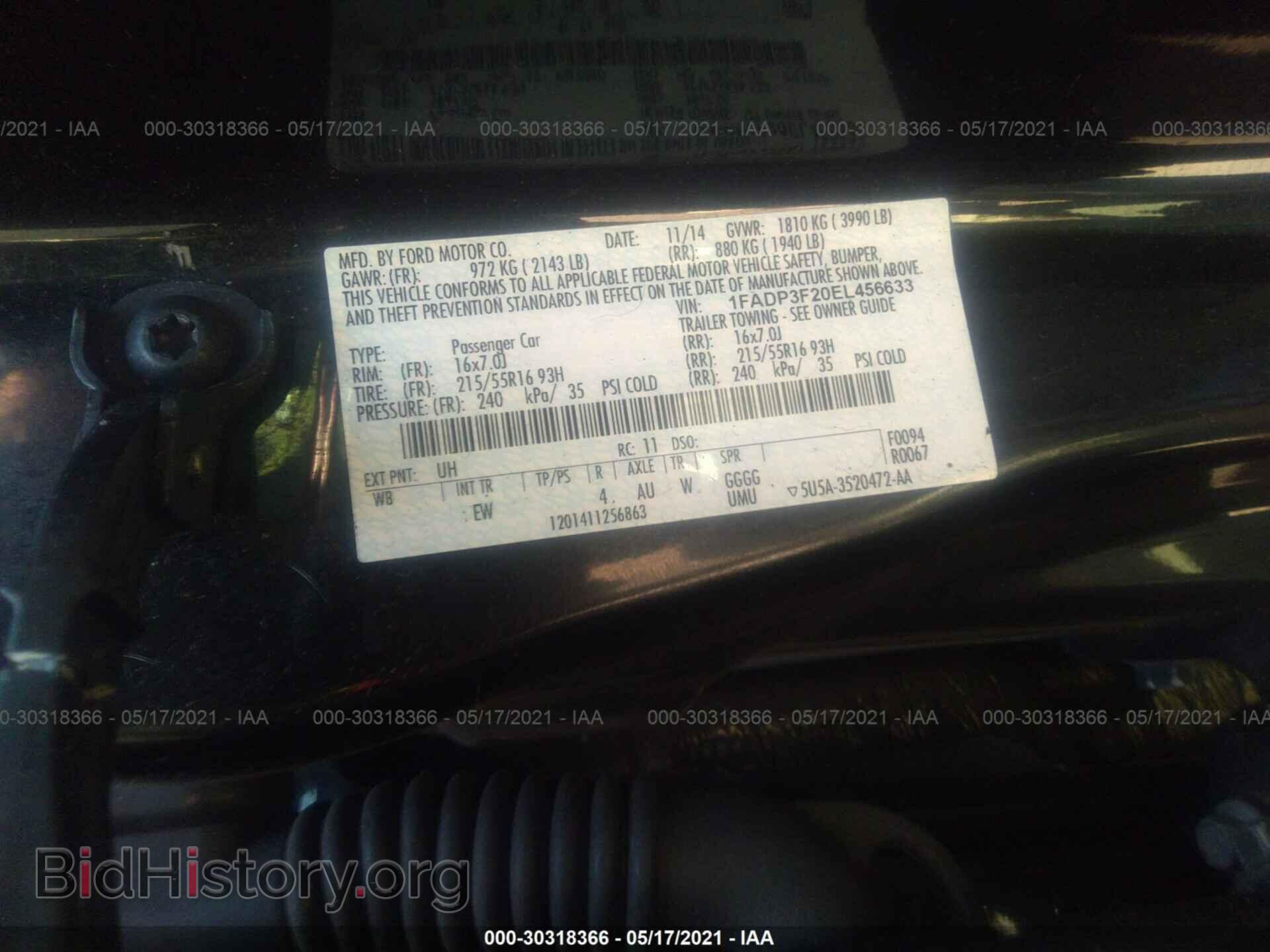 2014 FORD FOCUS - VIN: 1FADP3F20EL456633 - Фото 9