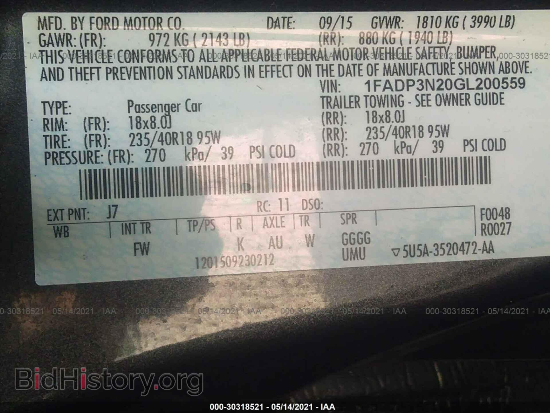 2016 FORD FOCUS - VIN: 1FADP3N20GL200559 - Фото 9