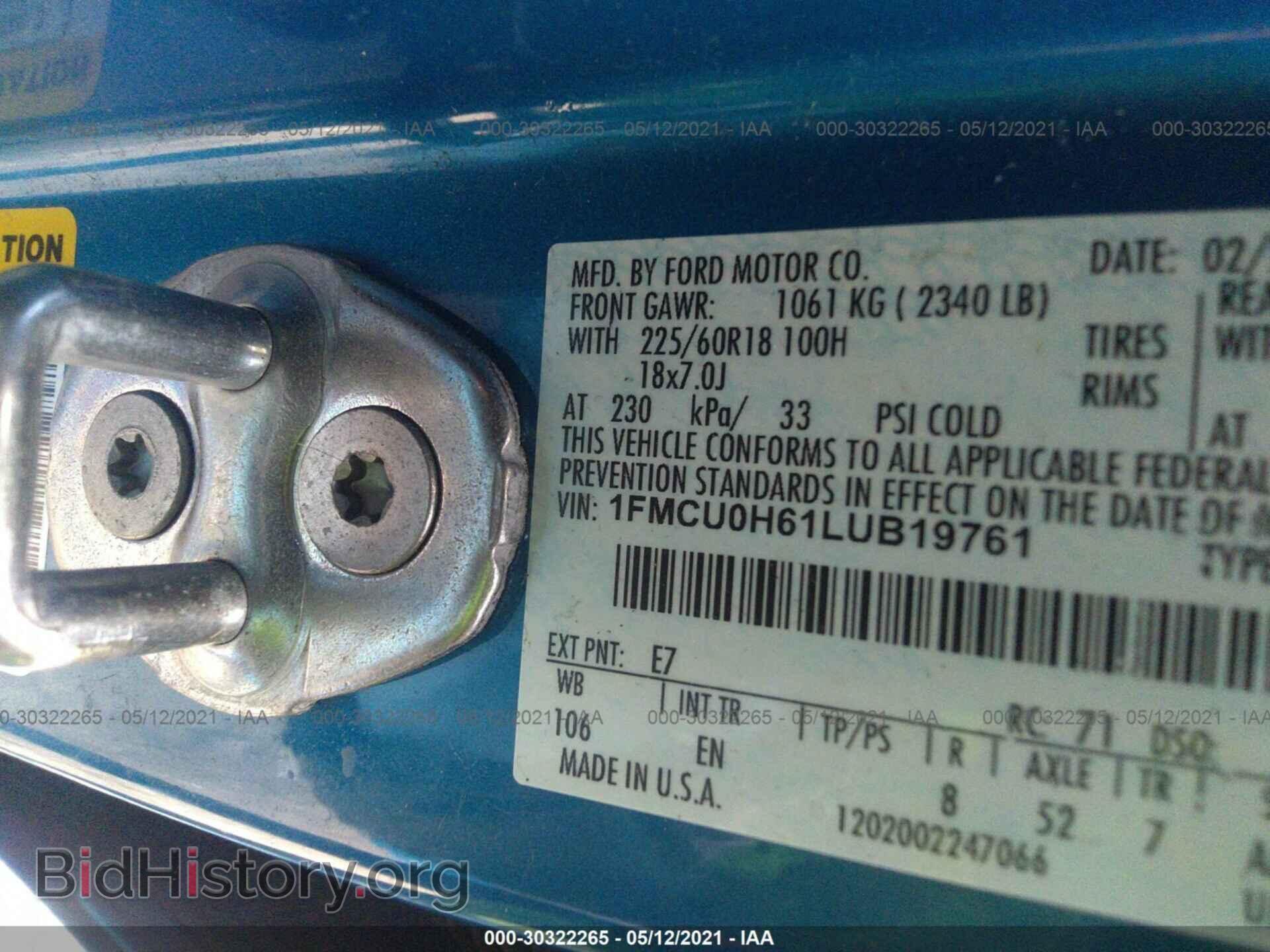 2020 FORD ESCAPE - VIN: 1FMCU0H61LUB19761 - Фото 9