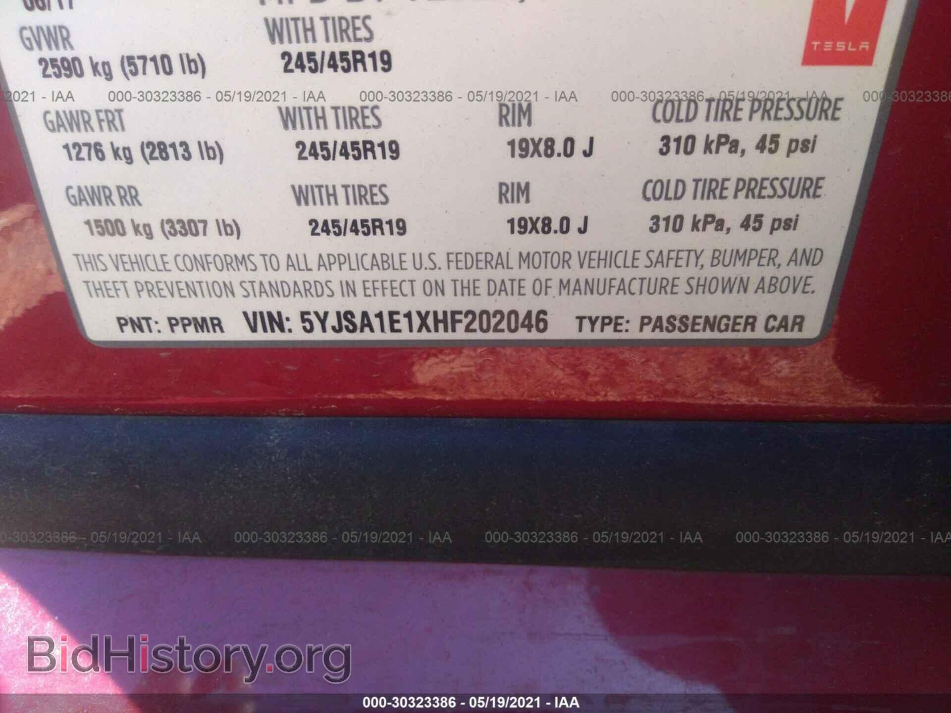 2017 TESLA MODEL S - VIN: 5YJSA1E1XHF202046 - Photo 9