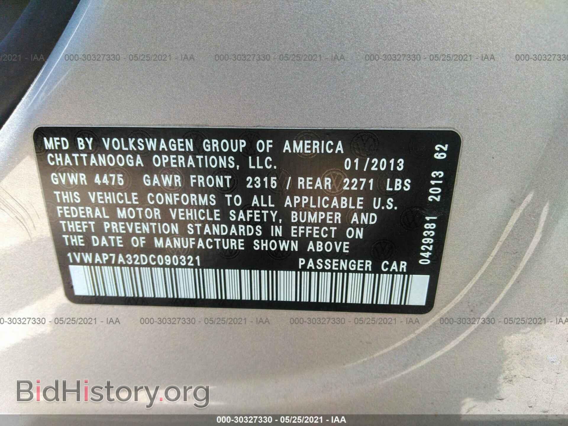 2013 VOLKSWAGEN PASSAT - VIN: 1VWAP7A32DC090321 - Photo 9