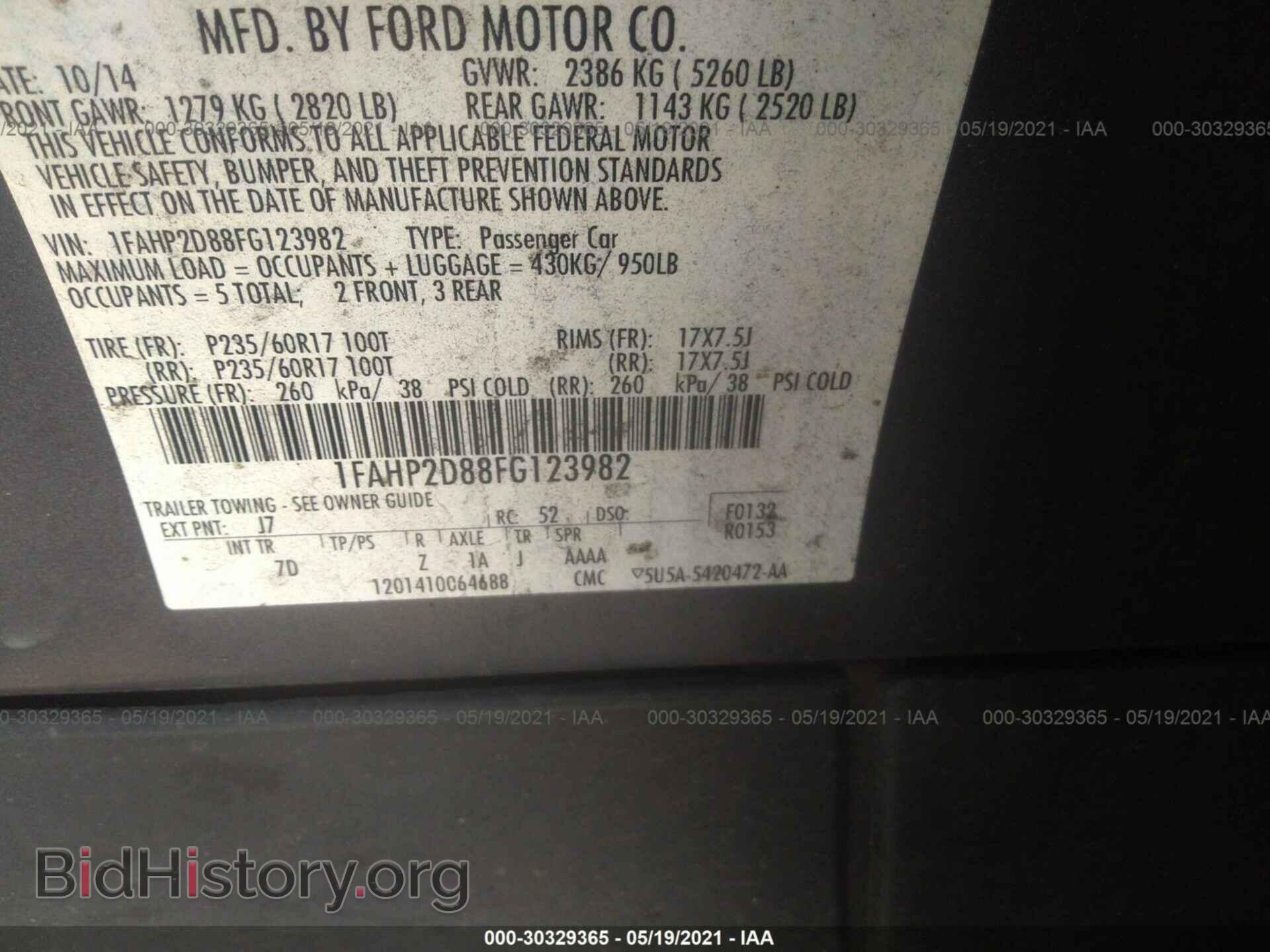 2015 FORD TAURUS - VIN: 1FAHP2D88FG123982 - Photo 9
