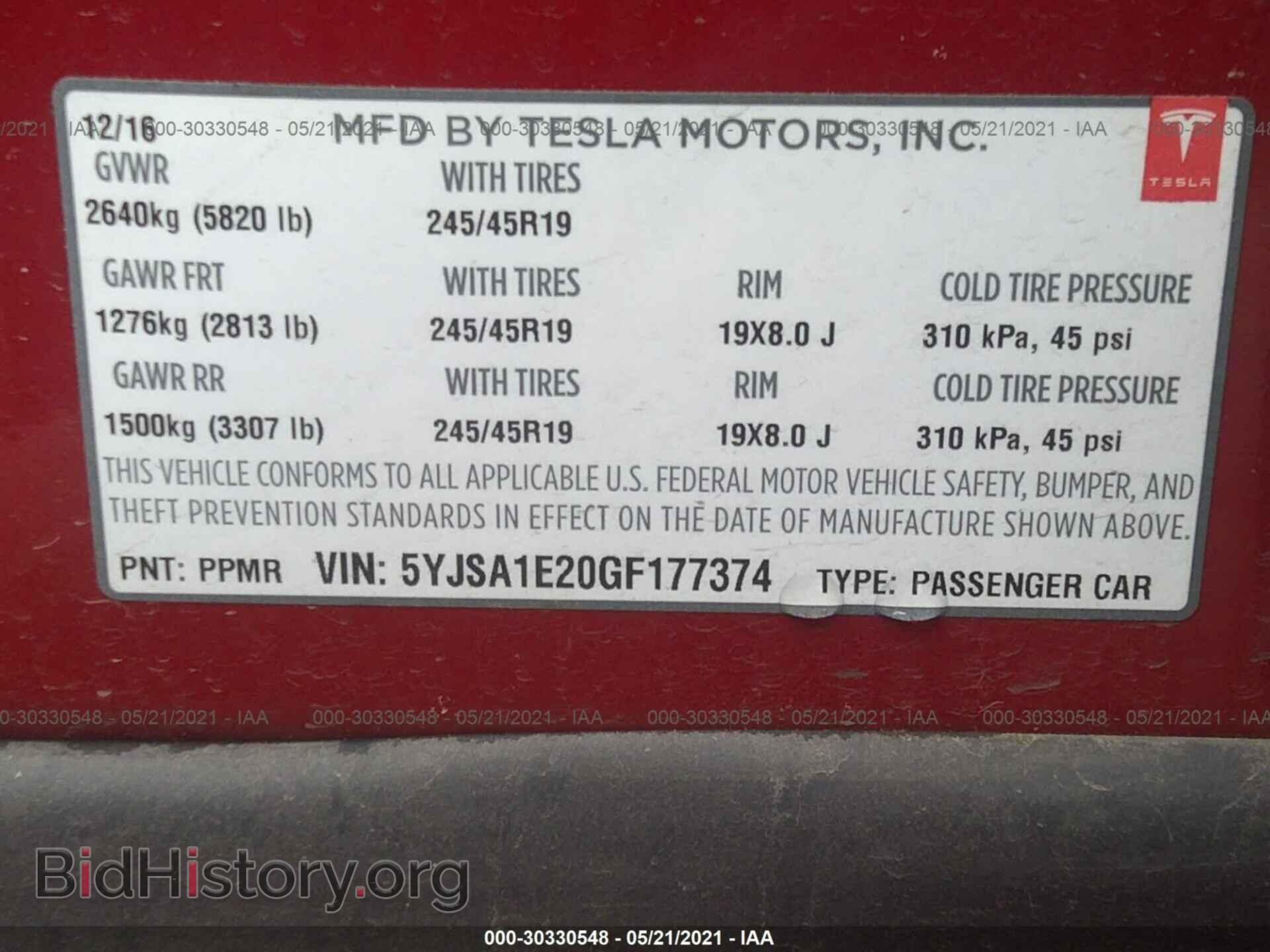 2016 TESLA MODEL S - VIN: 5YJSA1E20GF177374 - Photo 9