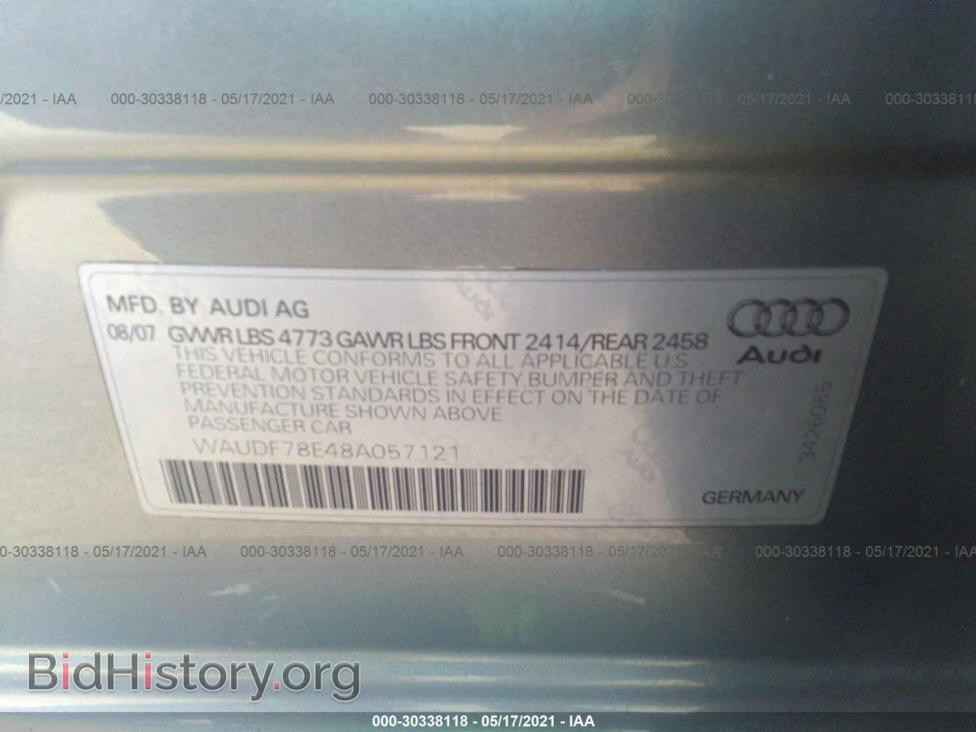 2008 AUDI A4 - VIN: WAUDF78E48A057121 - Фото 9