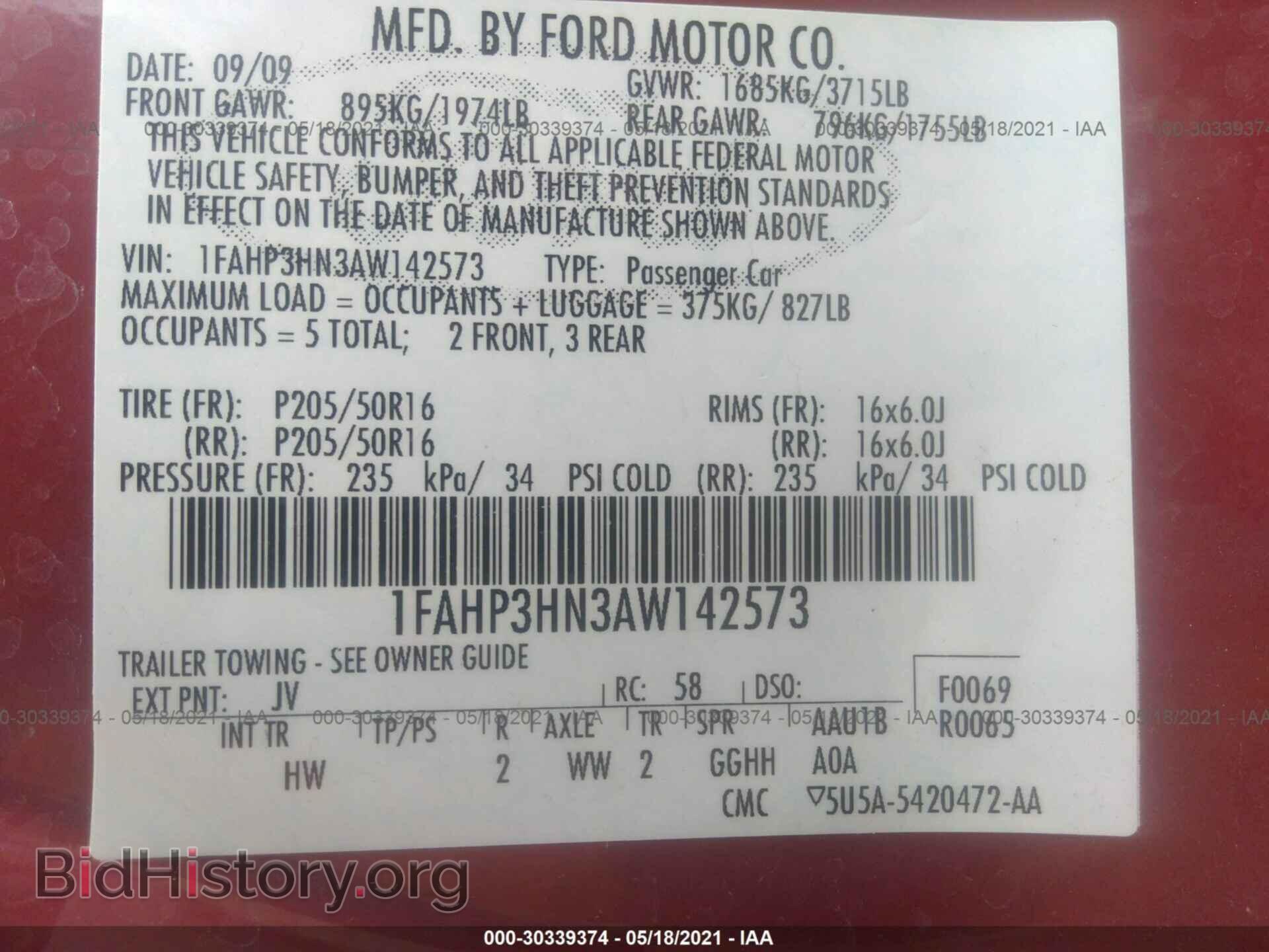 2010 FORD FOCUS - VIN: 1FAHP3HN3AW142573 - Фото 9