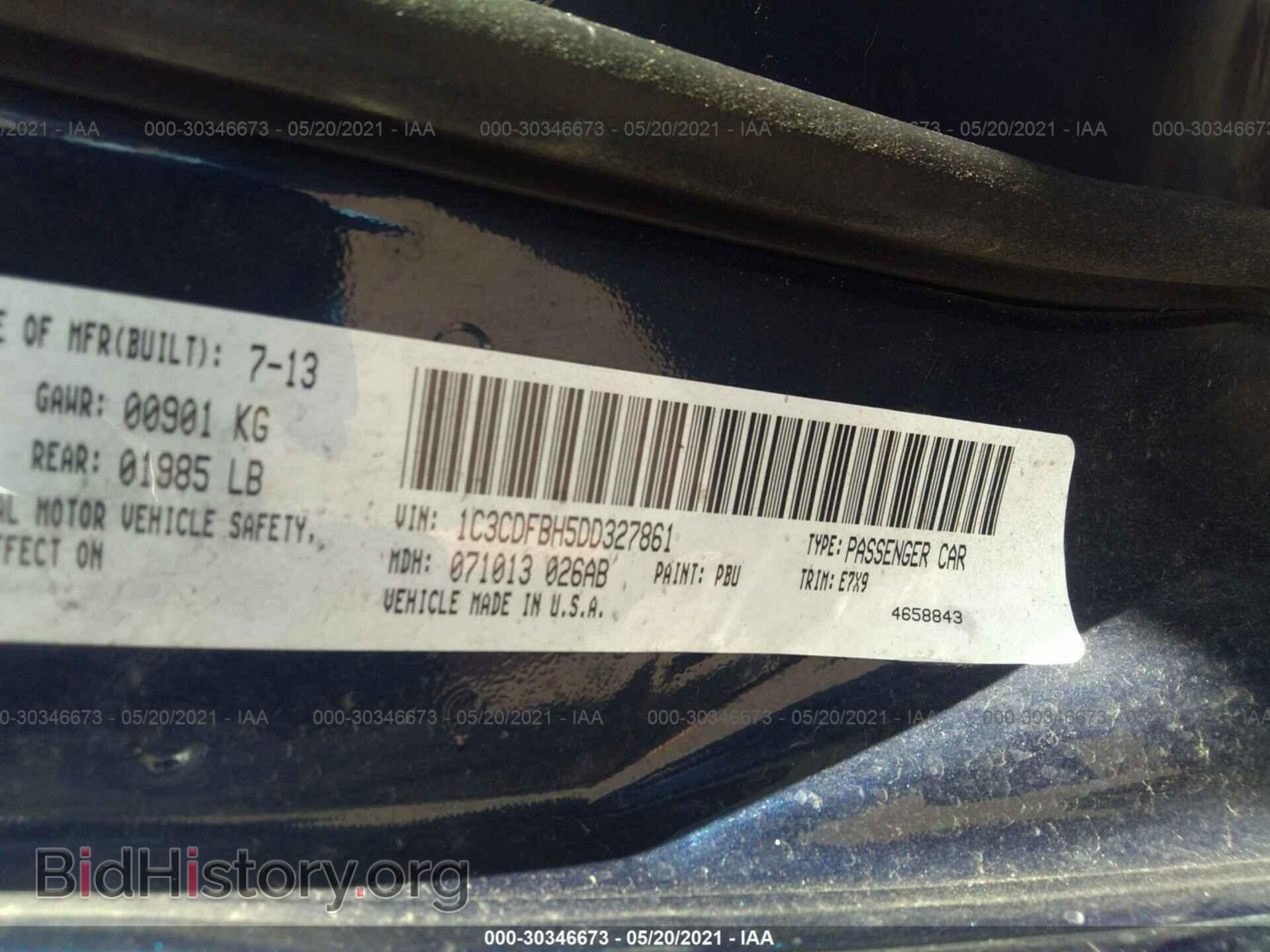2013 DODGE DART - VIN: 1C3CDFBH5DD327861 - Фото 9