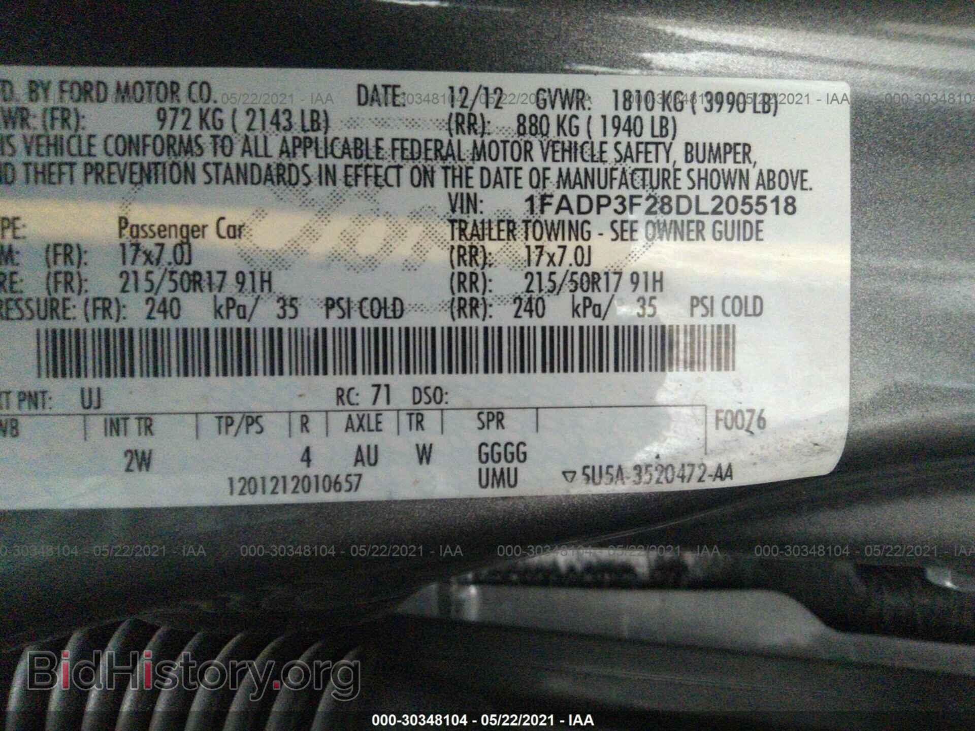2013 FORD FOCUS - VIN: 1FADP3F28DL205518 - Фото 9
