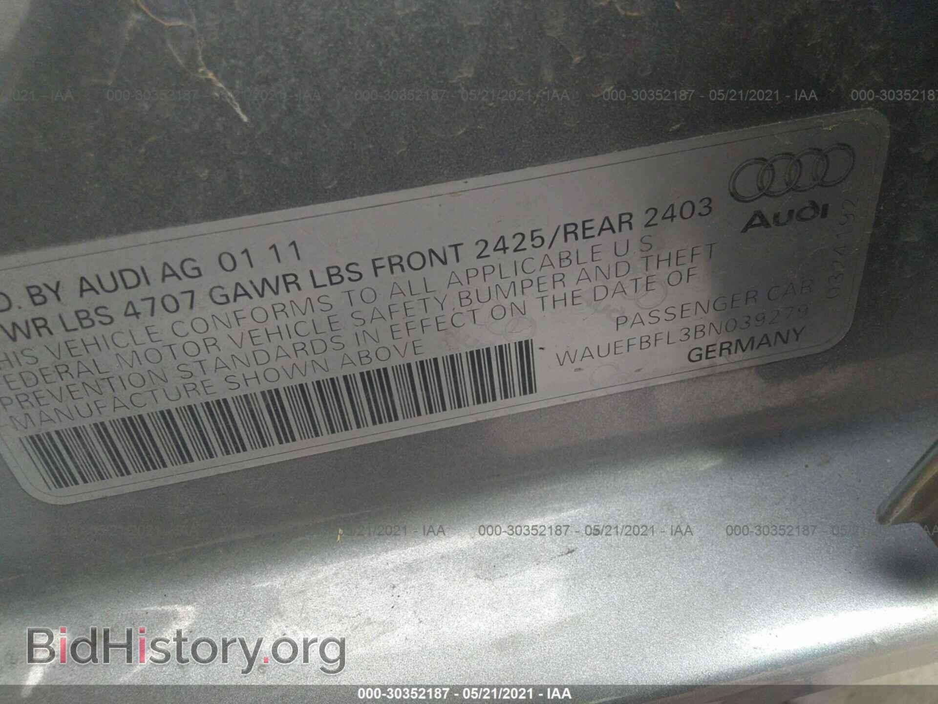2011 AUDI A4 - VIN: WAUEFBFL3BN039279 - Photo 9