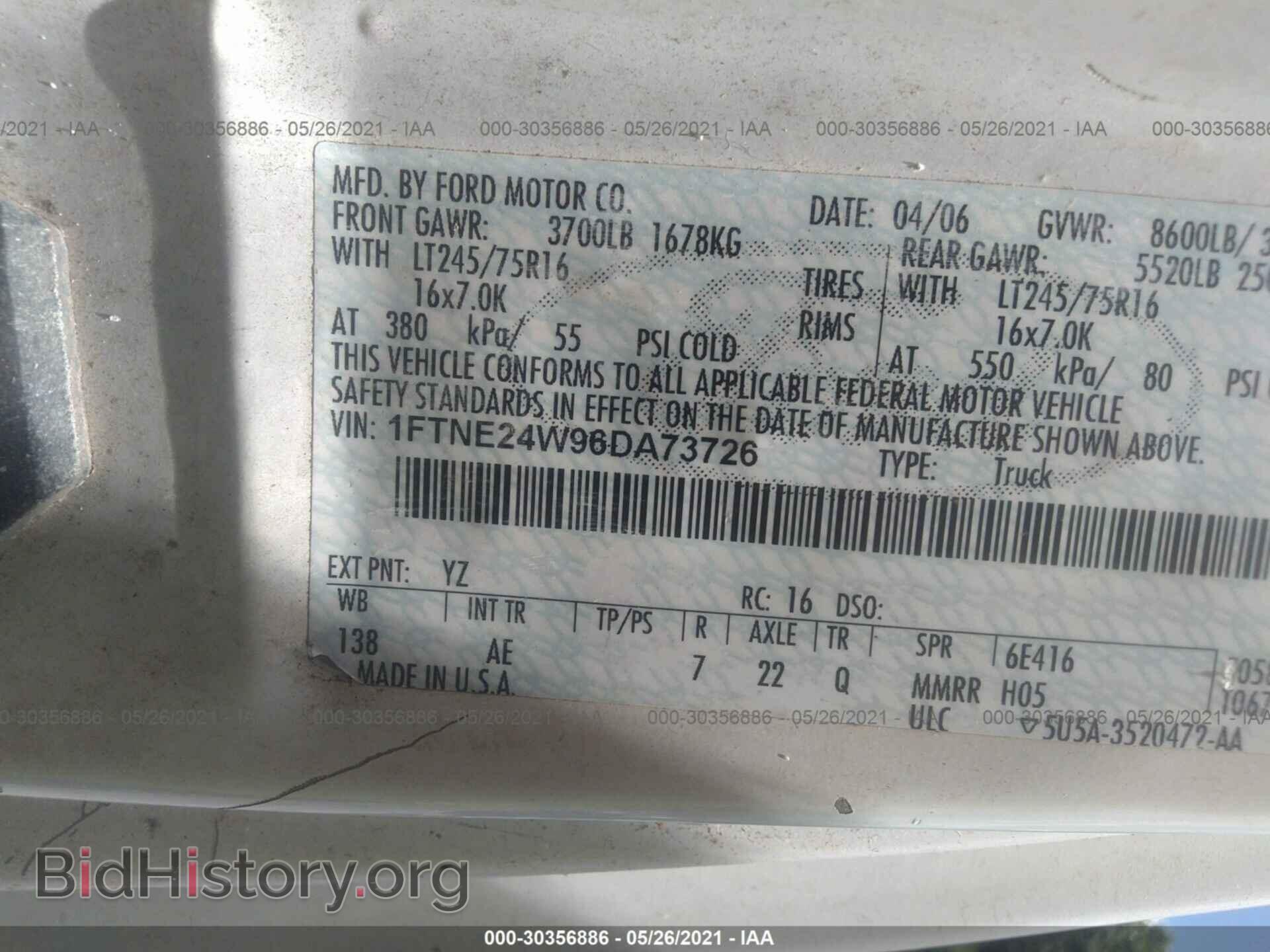 2006 FORD ECONOLINE CARGO VAN - VIN: 1FTNE24W96DA73726 - Photo 9