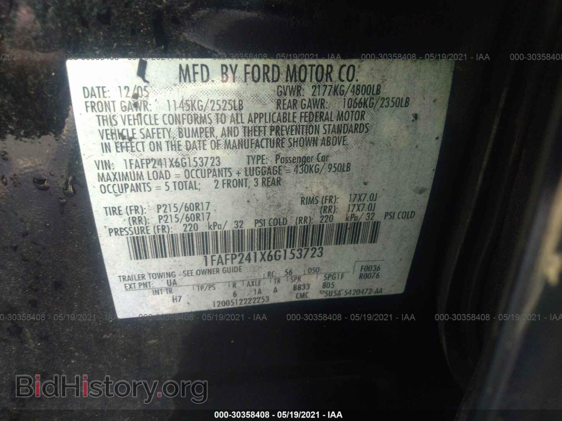 2006 FORD FIVE HUNDRED - VIN: 1FAFP241X6G153723 - Фото 9