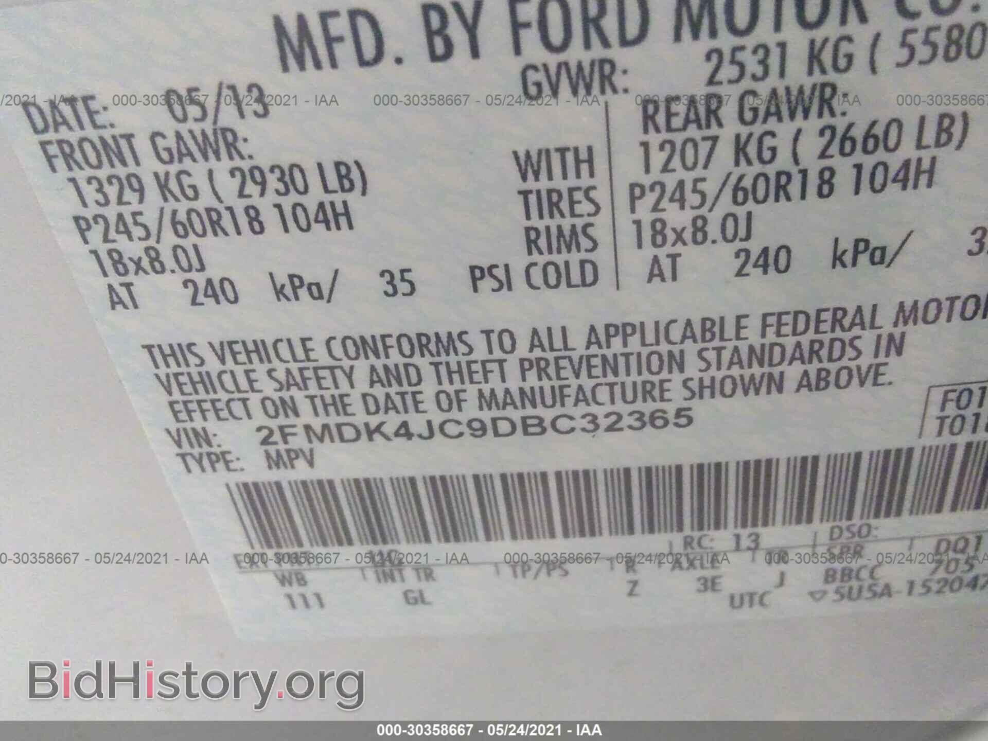 2013 FORD EDGE - VIN: 2FMDK4JC9DBC32365 - Photo 9